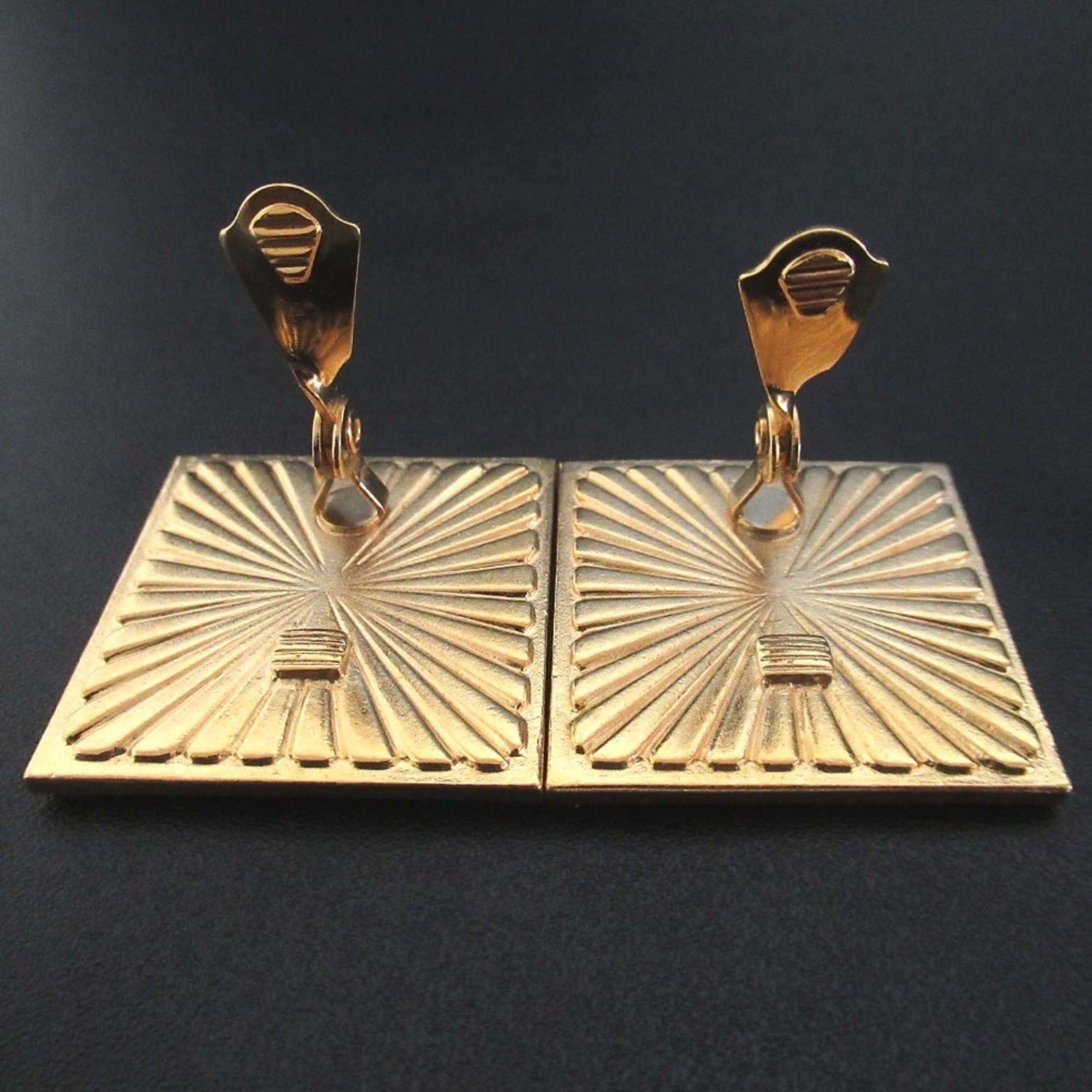Yves Saint Laurent YVES SAINT LAURENT Vintage Square Clip Earrings in Red, Black, and Gold for Women Size ONE SIZE - 3 Thumbnail