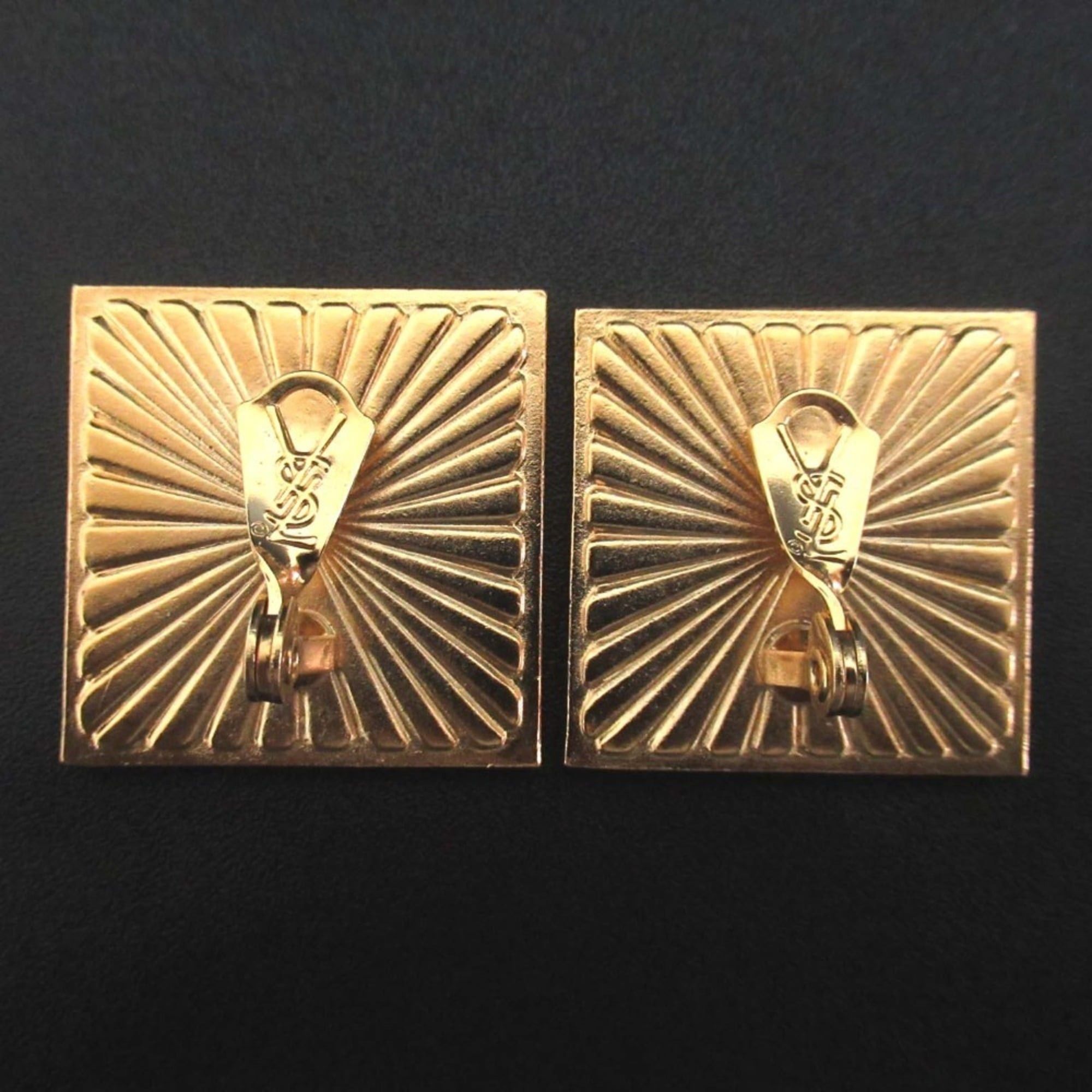 Yves Saint Laurent YVES SAINT LAURENT Vintage Square Clip Earrings in Red, Black, and Gold for Women Size ONE SIZE - 2 Thumbnail