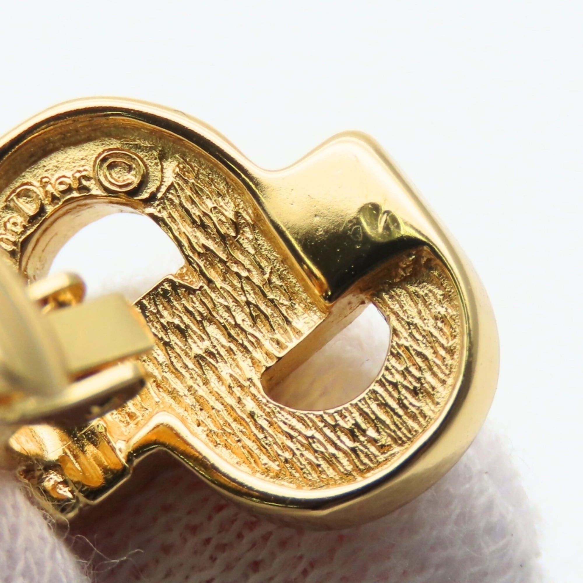 Dior Christian Dior CD logo metal earrings with rhinestones in gold plated GP for women. Size ONE SIZE - 9 Thumbnail