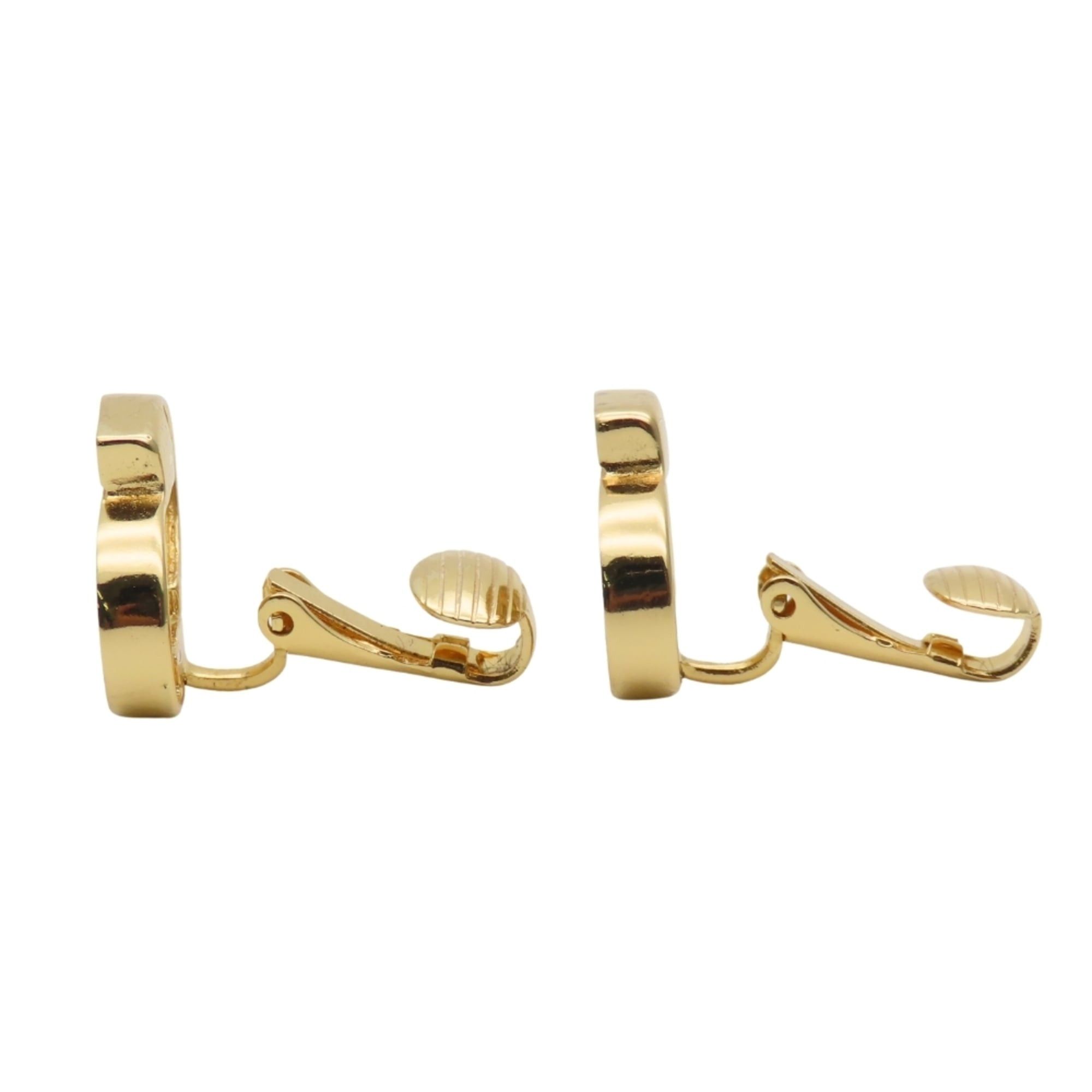 Dior Christian Dior CD logo metal earrings with rhinestones in gold plated GP for women. Size ONE SIZE - 3 Thumbnail