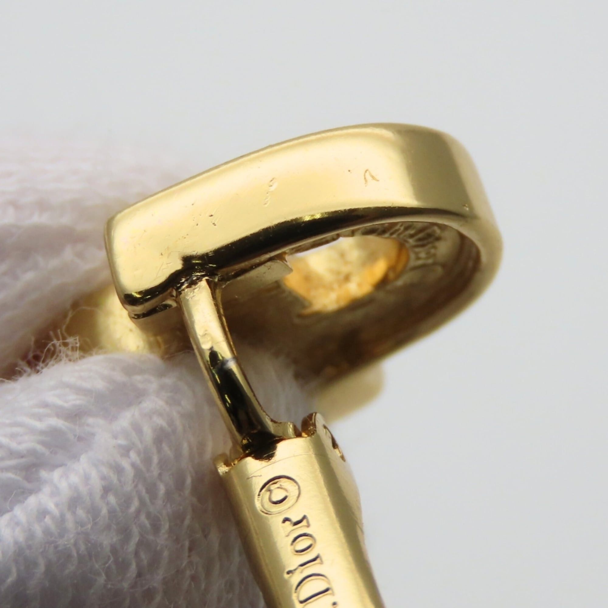 Dior Christian Dior CD logo metal earrings with rhinestones in gold plated GP for women. Size ONE SIZE - 7 Thumbnail