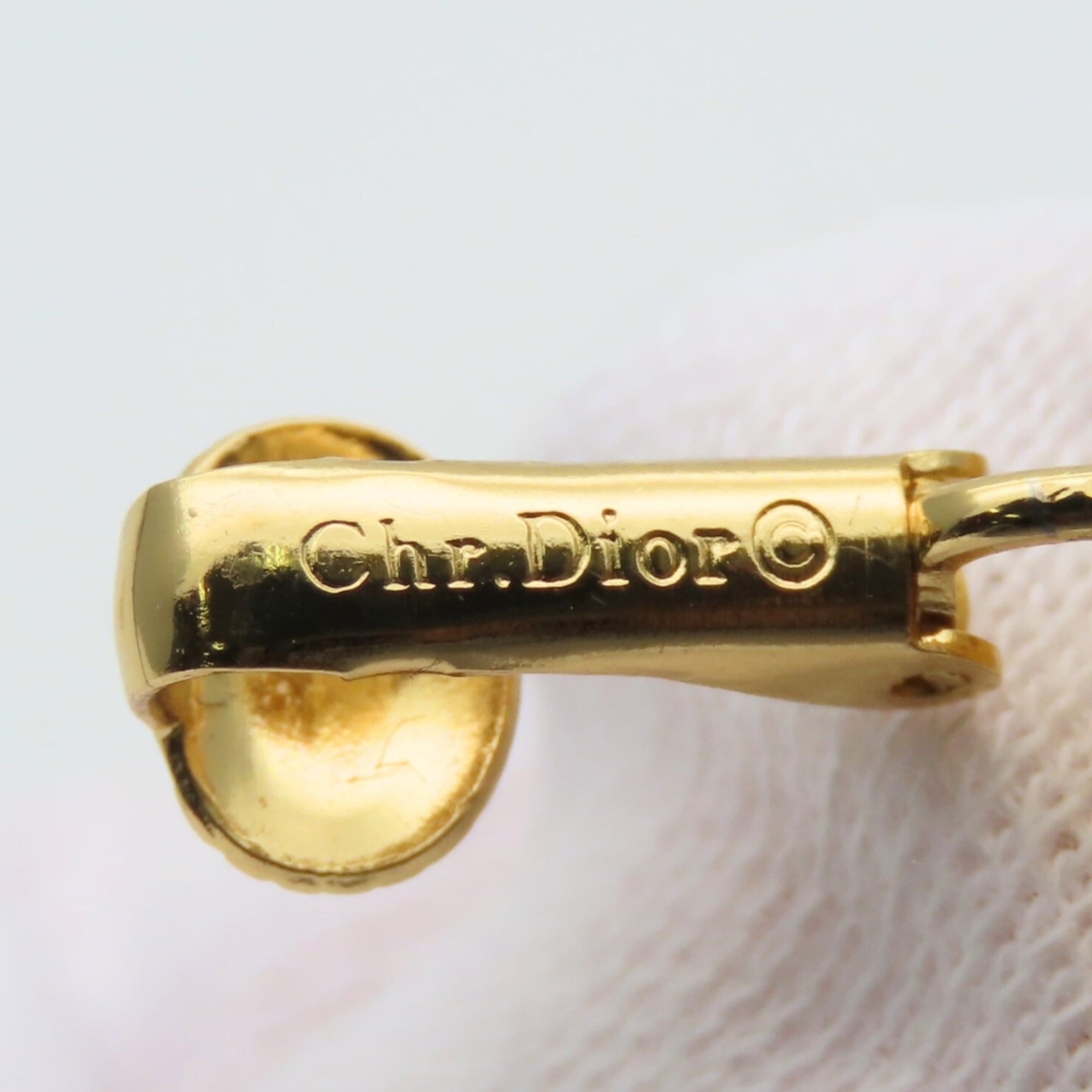 Dior Christian Dior CD logo metal earrings with rhinestones in gold plated GP for women. Size ONE SIZE - 8 Thumbnail