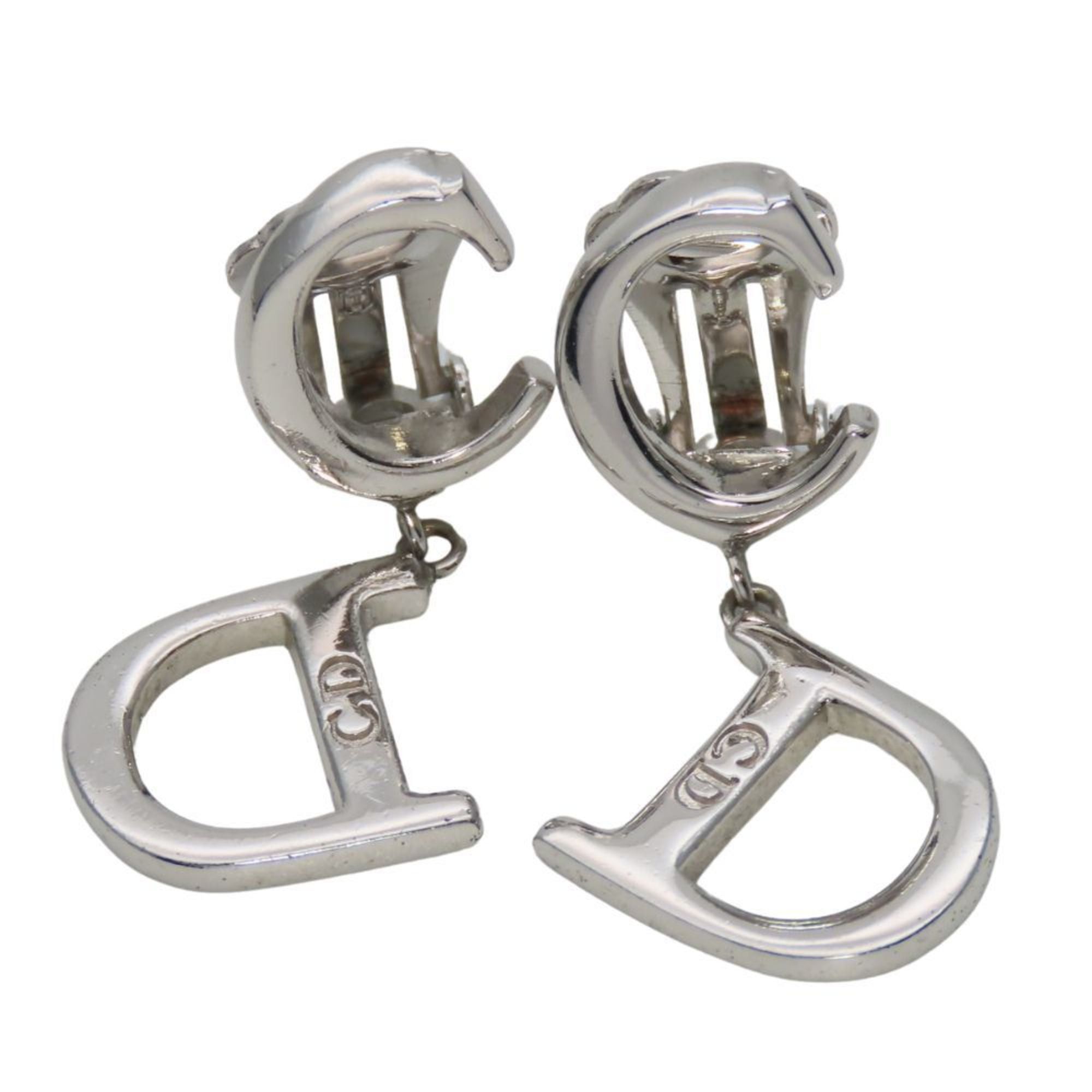 Dior Christian Dior Swing Metal Earrings, Silver with CD Logo, Plated, Women's, Size ONE SIZE - 2 Thumbnail