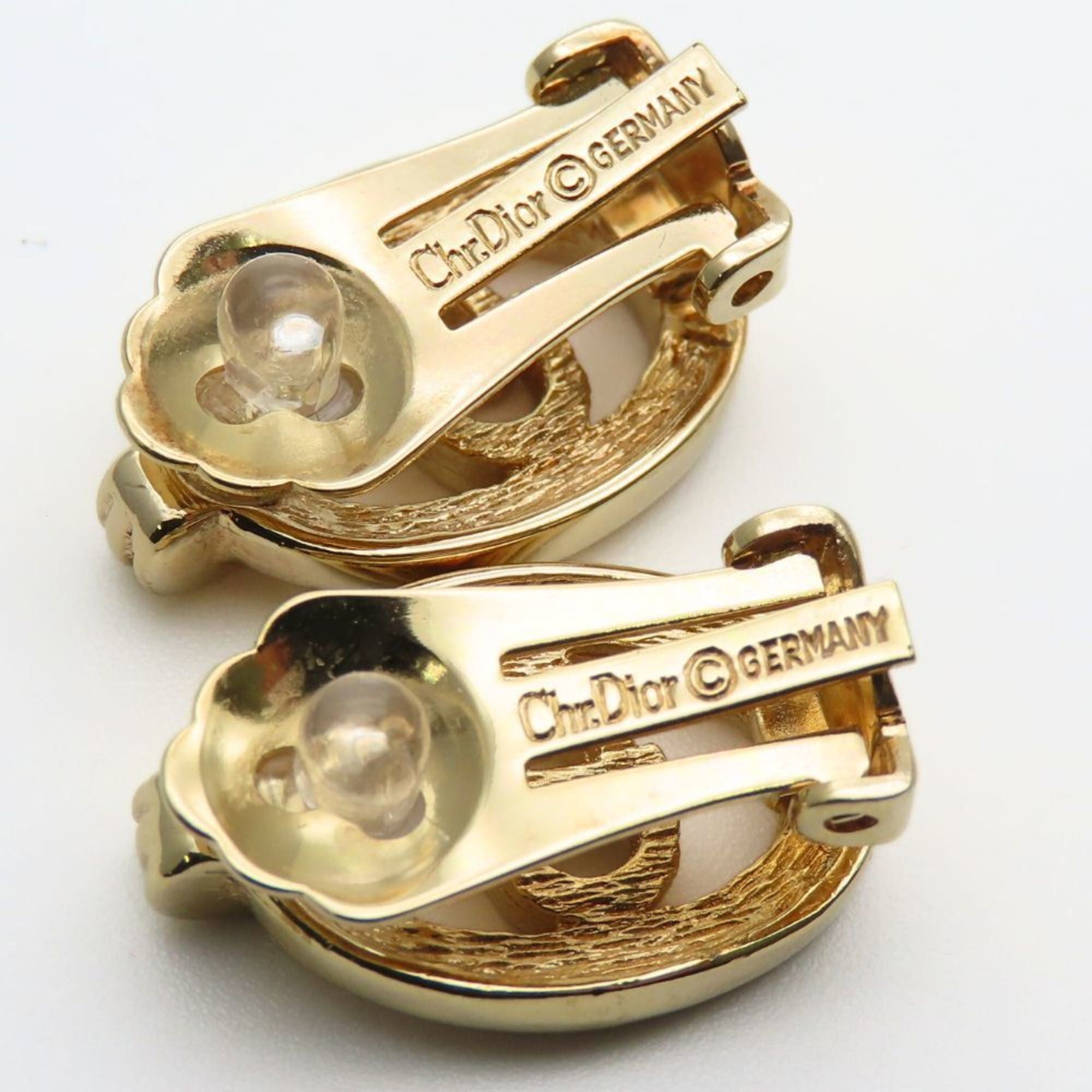 Dior Christian Dior CD logo metal earrings with rhinestones in gold plated GP for women. Size ONE SIZE - 6 Thumbnail
