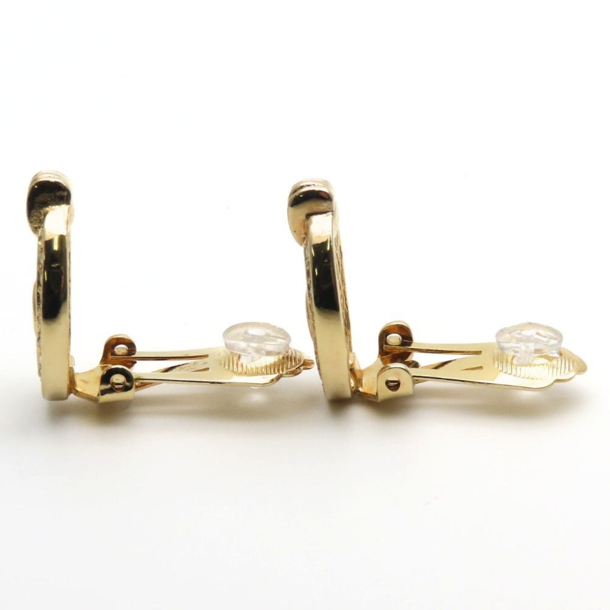 Dior Christian Dior CD logo metal earrings with rhinestones in gold plated GP for women. Size ONE SIZE - 3 Thumbnail