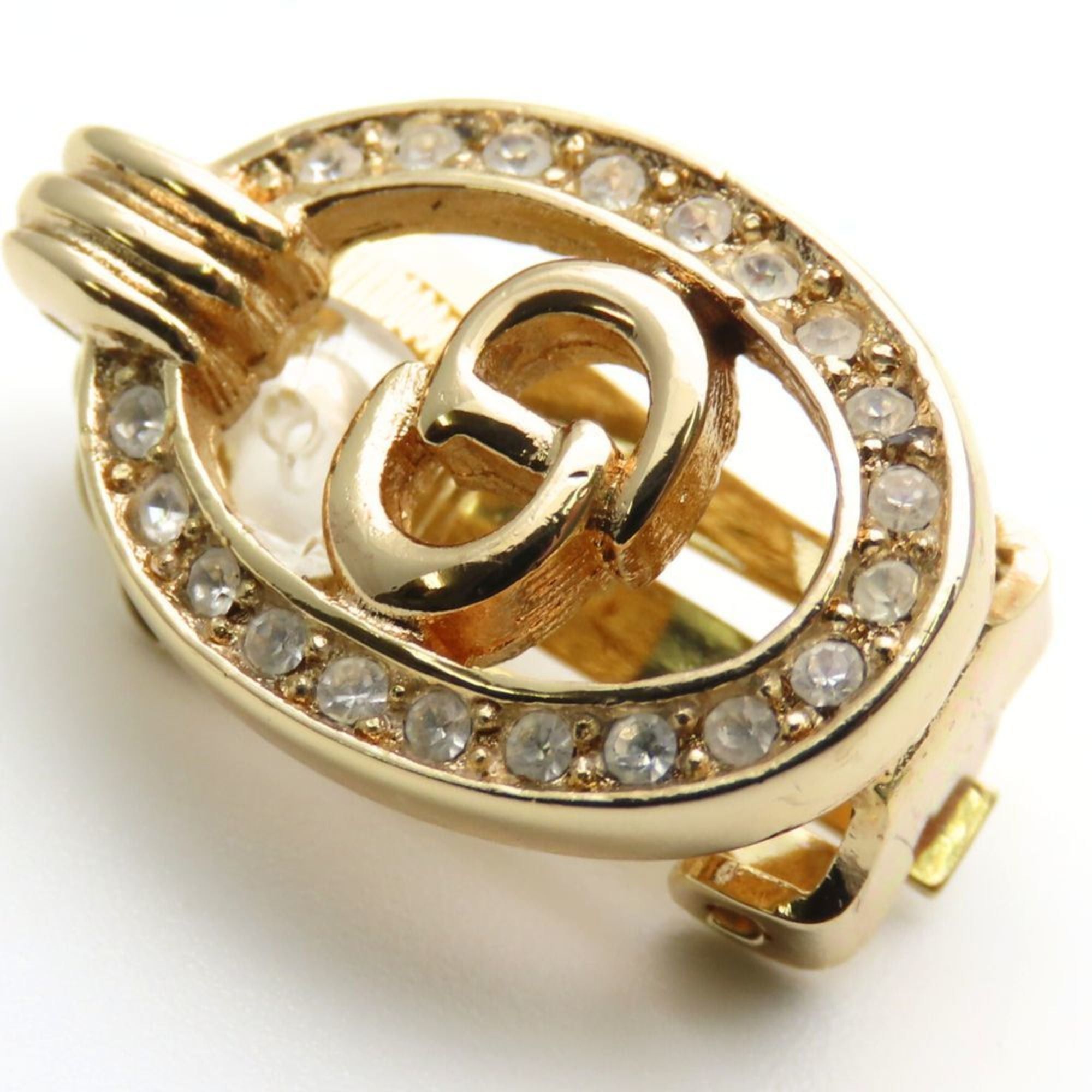 Dior Christian Dior CD logo metal earrings with rhinestones in gold plated GP for women. Size ONE SIZE - 7 Thumbnail