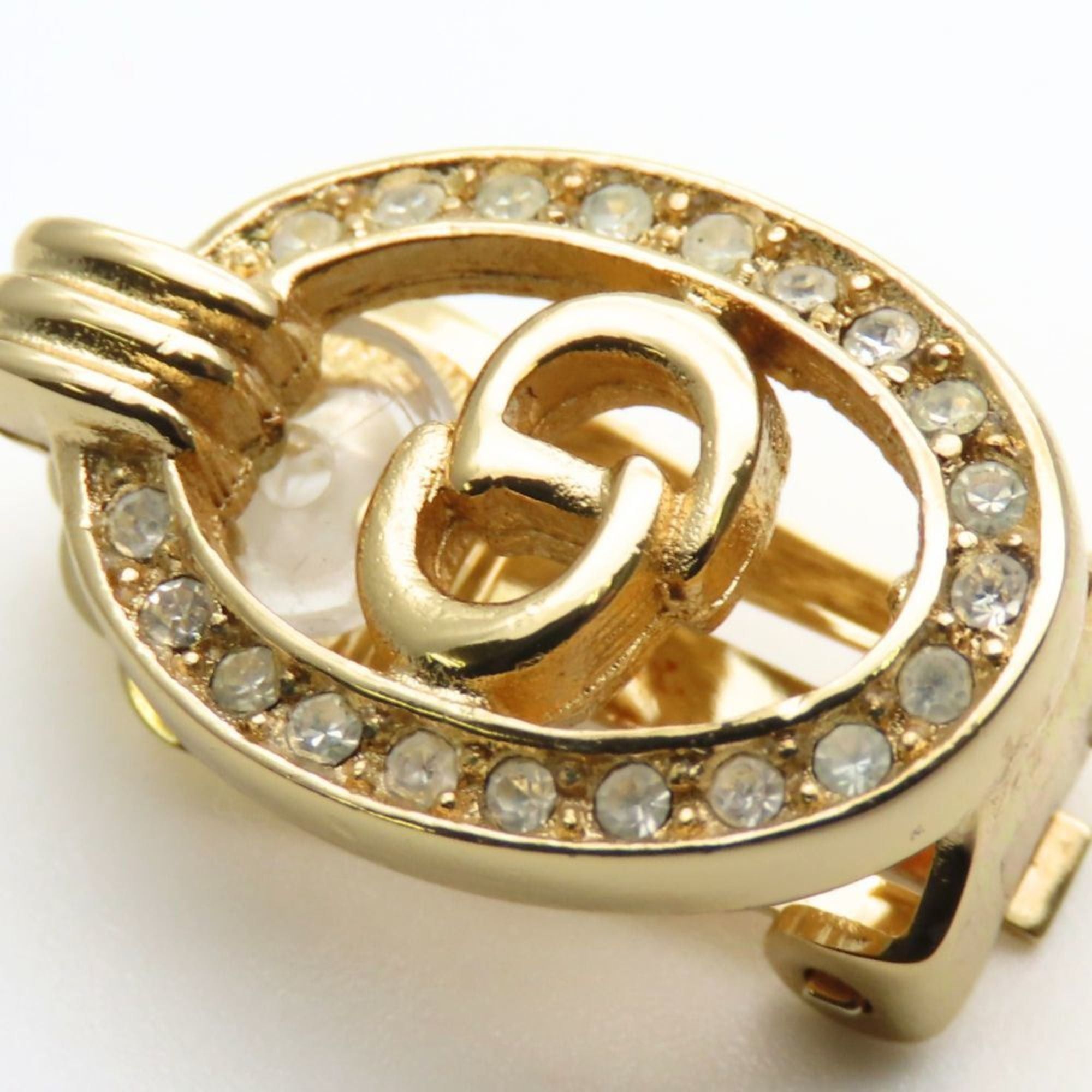 Dior Christian Dior CD logo metal earrings with rhinestones in gold plated GP for women. Size ONE SIZE - 8 Thumbnail