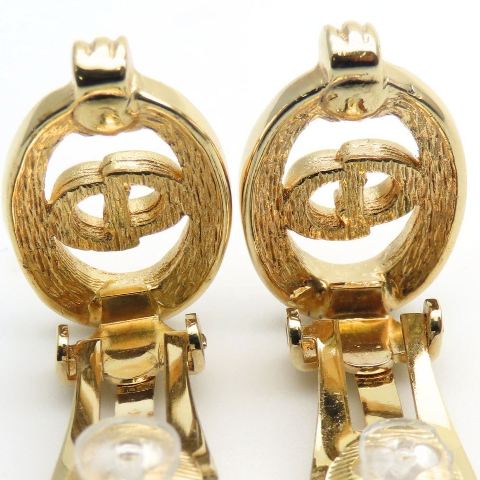 Dior Christian Dior CD logo metal earrings with rhinestones in gold plated GP for women. Size ONE SIZE - 4 Thumbnail