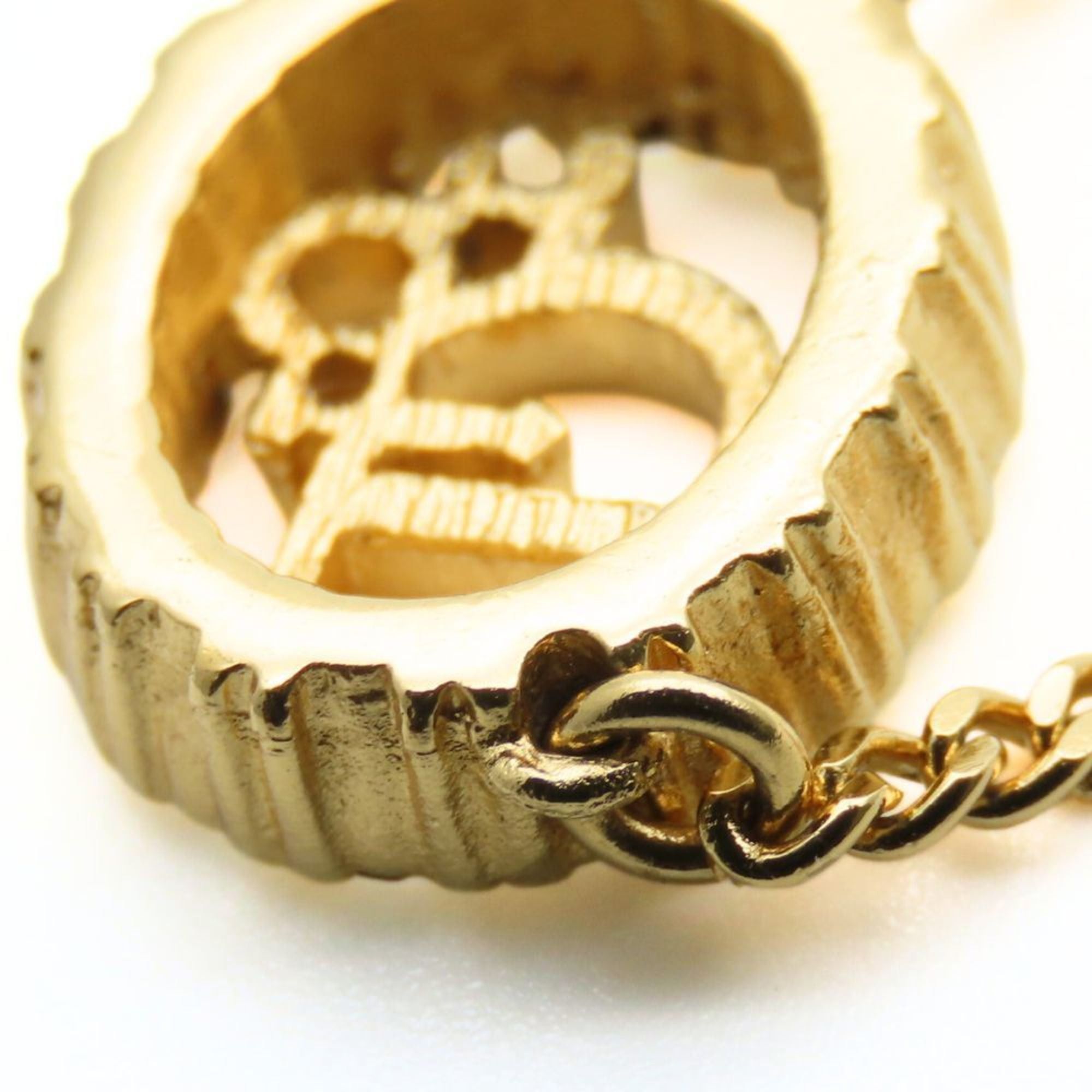 Dior Christian Dior Necklace, Metal, Rhinestones, Gold, CD Logo, GP, Women's, Size ONE SIZE - 6 Thumbnail