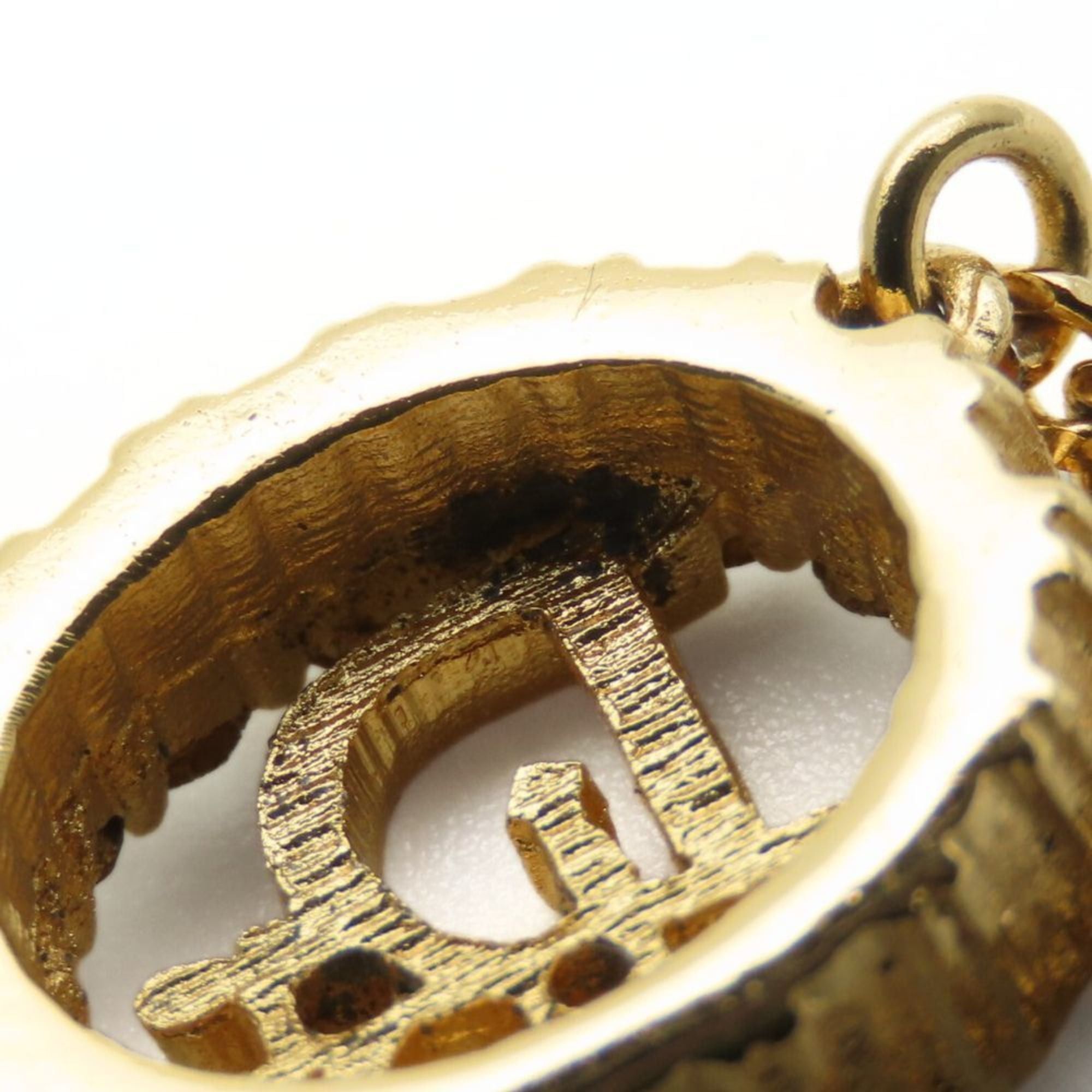 Dior Christian Dior Necklace, Metal, Rhinestones, Gold, CD Logo, GP, Women's, Size ONE SIZE - 5 Thumbnail