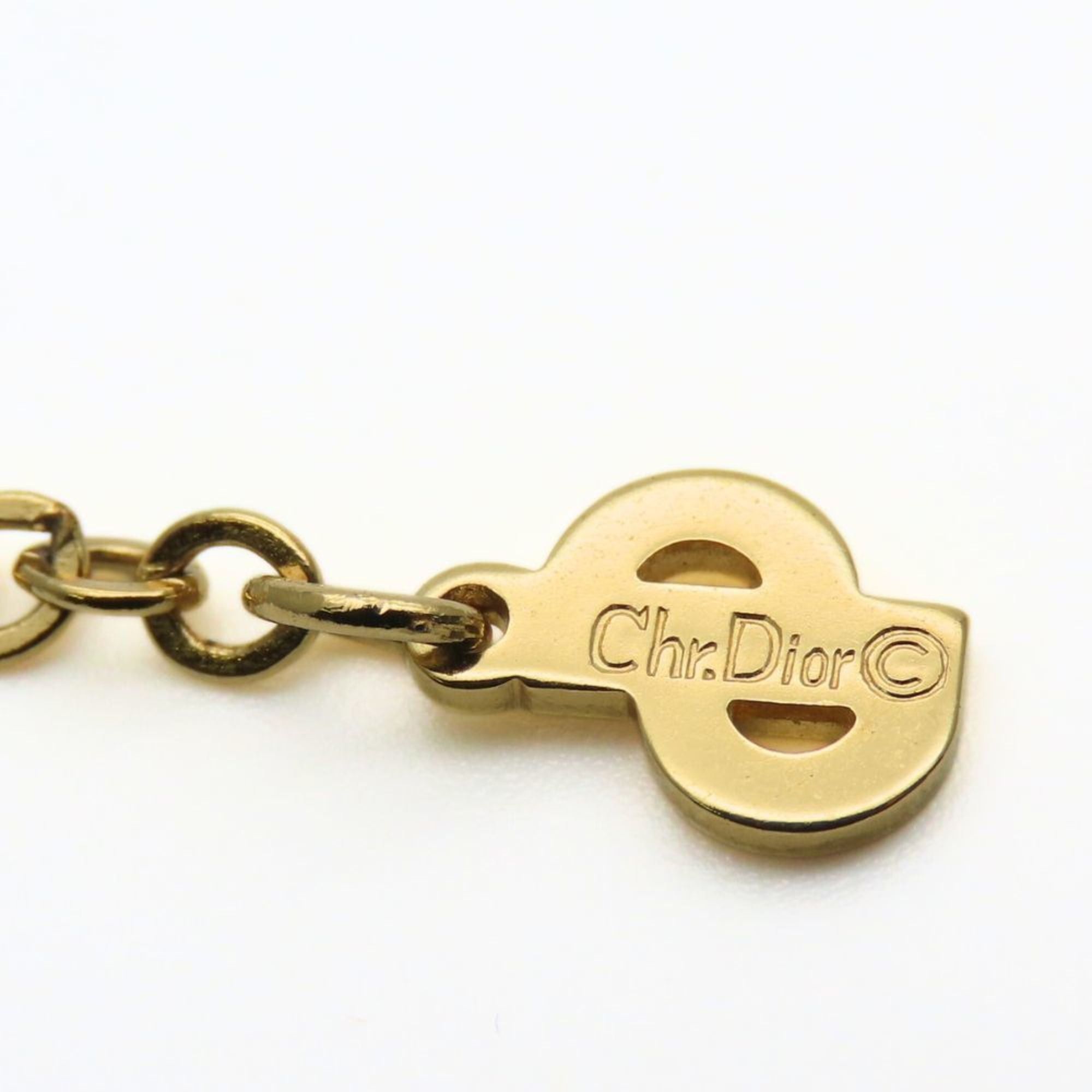 Dior Christian Dior Necklace, Metal, Rhinestones, Gold, CD Logo, GP, Women's, Size ONE SIZE - 9 Thumbnail