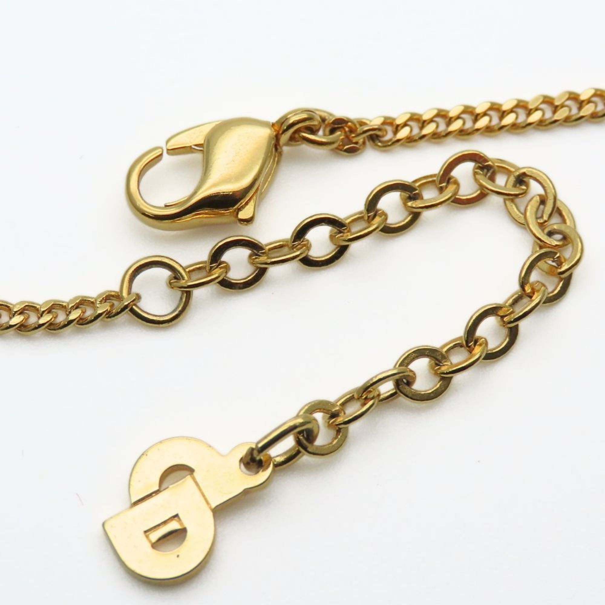 Dior Christian Dior Necklace, Metal, Rhinestones, Gold, CD Logo, GP, Women's, Size ONE SIZE - 8 Thumbnail