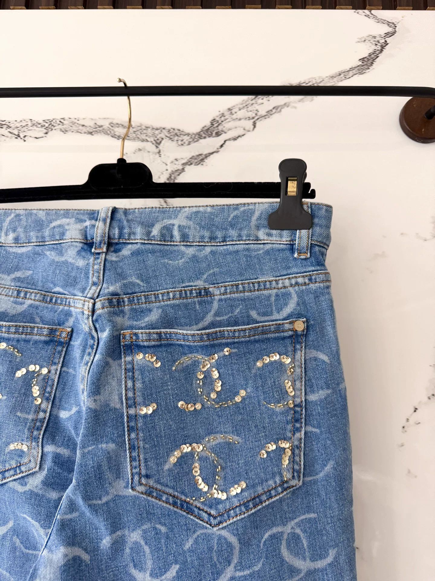 Chanel Chanel Blue Sequin Denim Pants Size 38" / US 16 / IT 52 - 4 Thumbnail