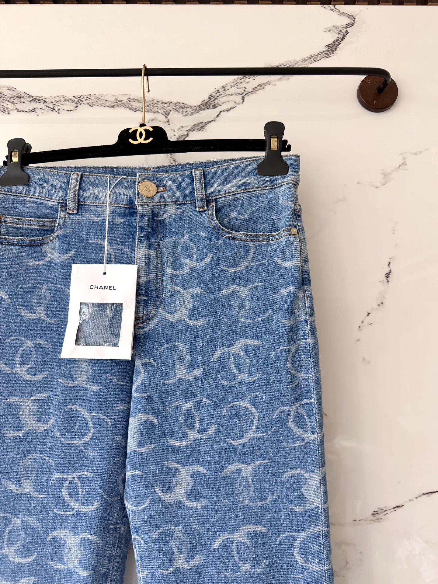 Chanel Chanel Blue Sequin Denim Pants Size 38" / US 16 / IT 52 - 2 Thumbnail