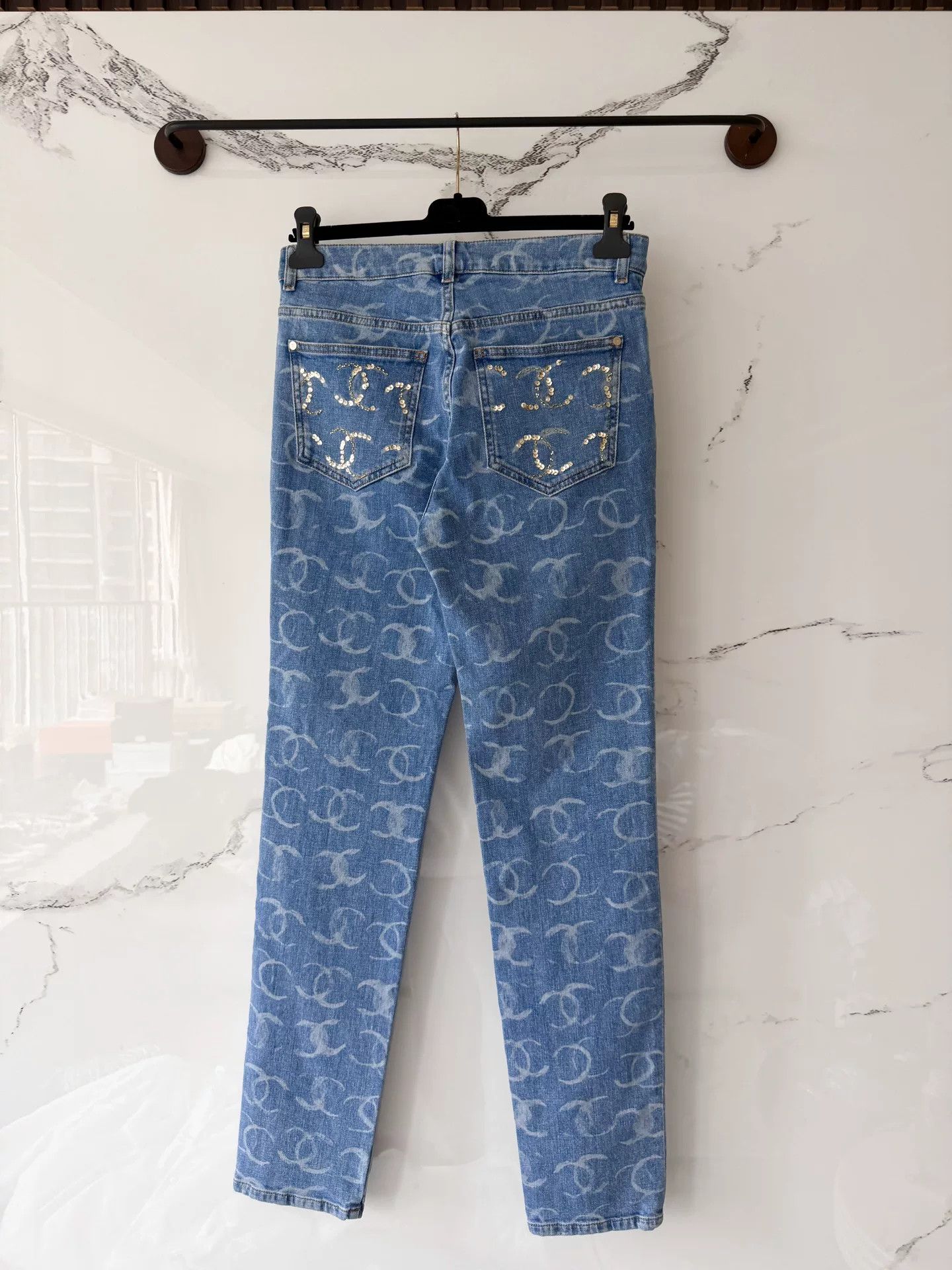 Chanel Chanel Blue Sequin Denim Pants Size 38" / US 16 / IT 52 - 3 Thumbnail