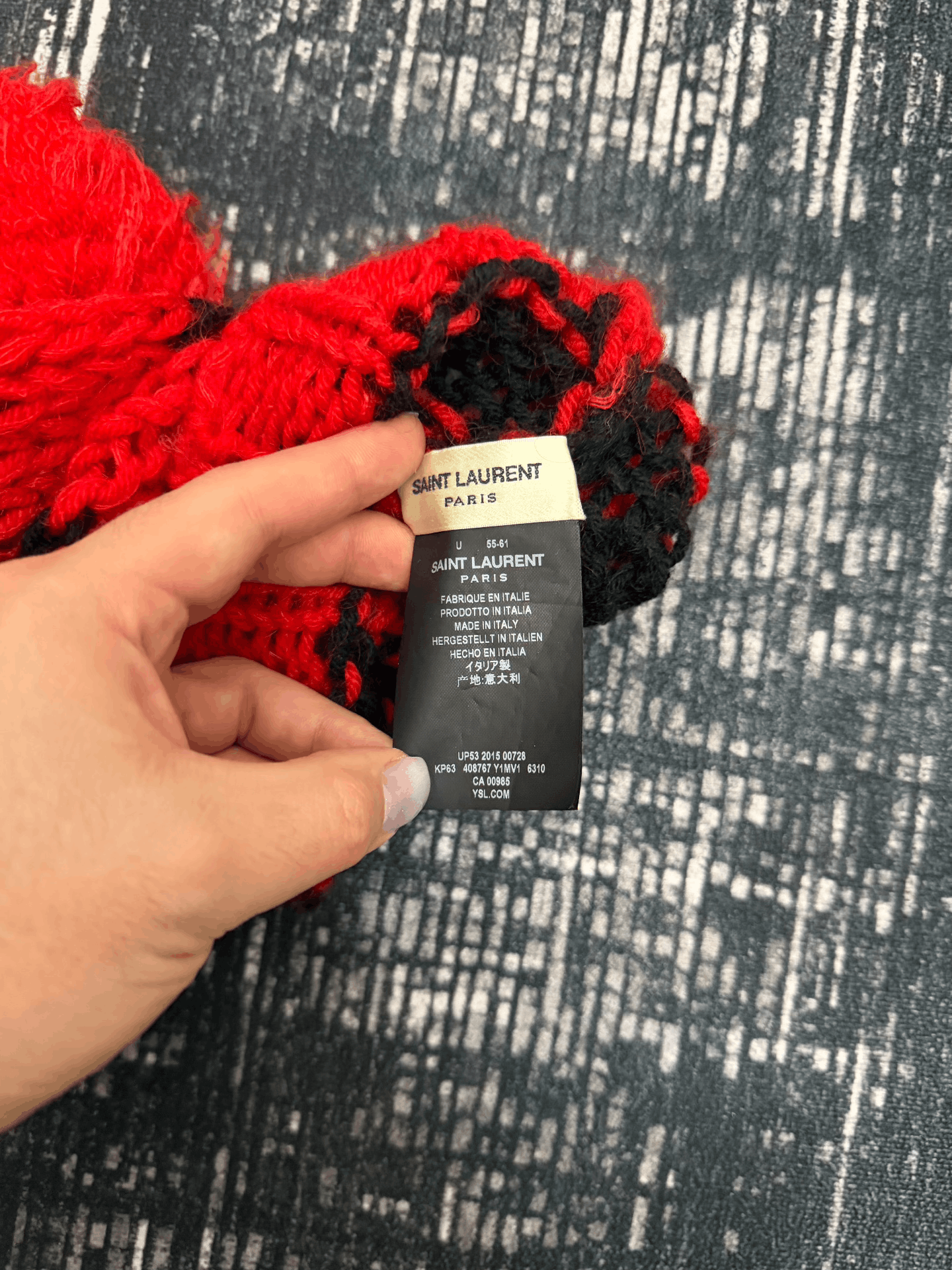 Yves Saint Laurent Saint Laurent Red Black Knit Hat Size ONE SIZE - 3 Thumbnail