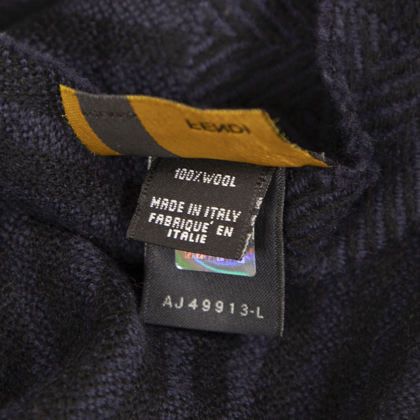 Fendi Black & Navy Wool Scarf Size ONE SIZE - 8 Thumbnail