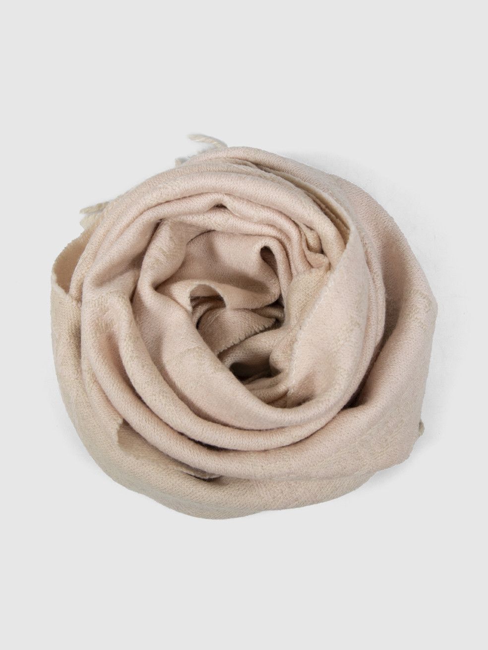 Fendi Beige Wool Zucca Logo Fringed Scarf Size ONE SIZE - 2 Thumbnail