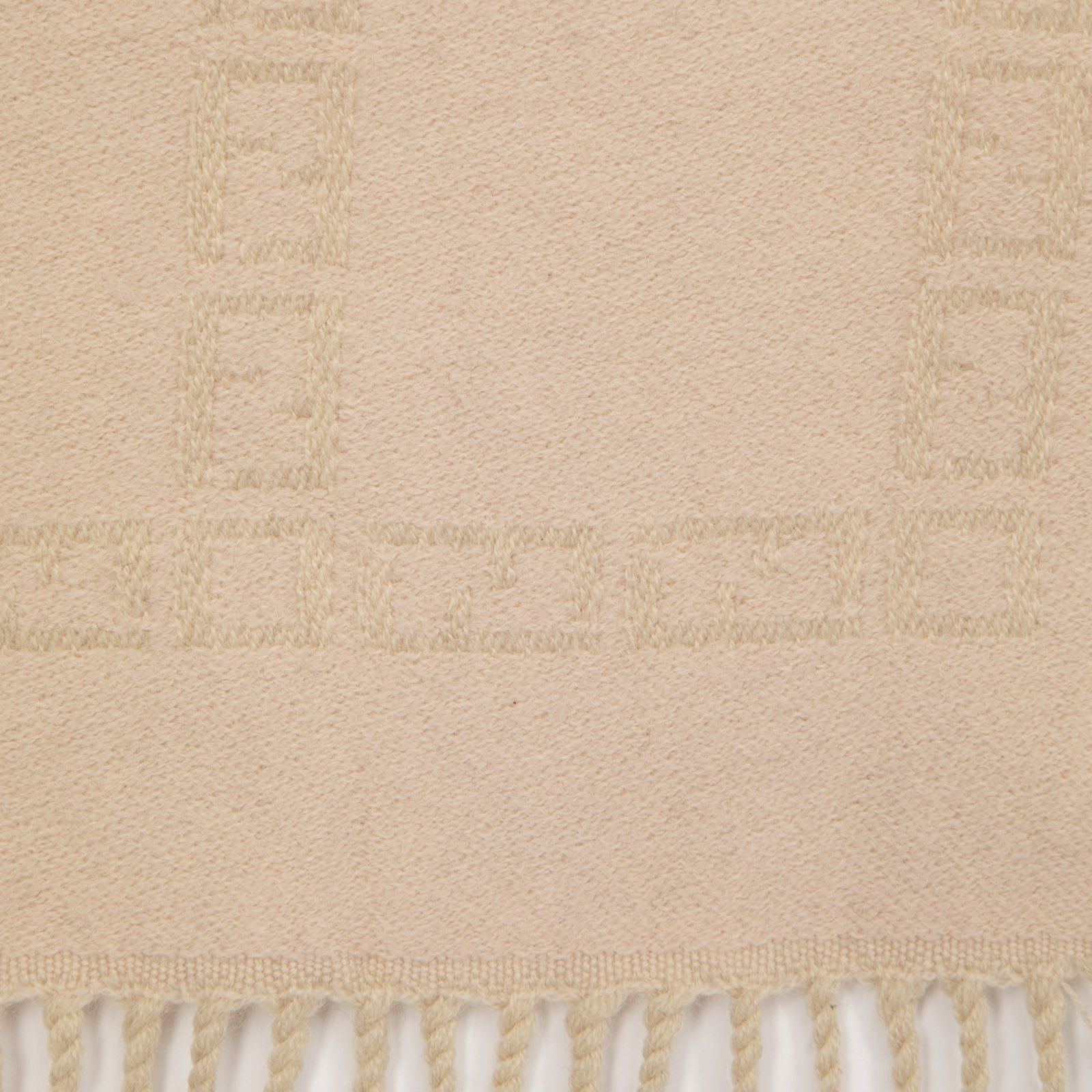 Fendi Beige Wool Zucca Logo Fringed Scarf Size ONE SIZE - 4 Thumbnail