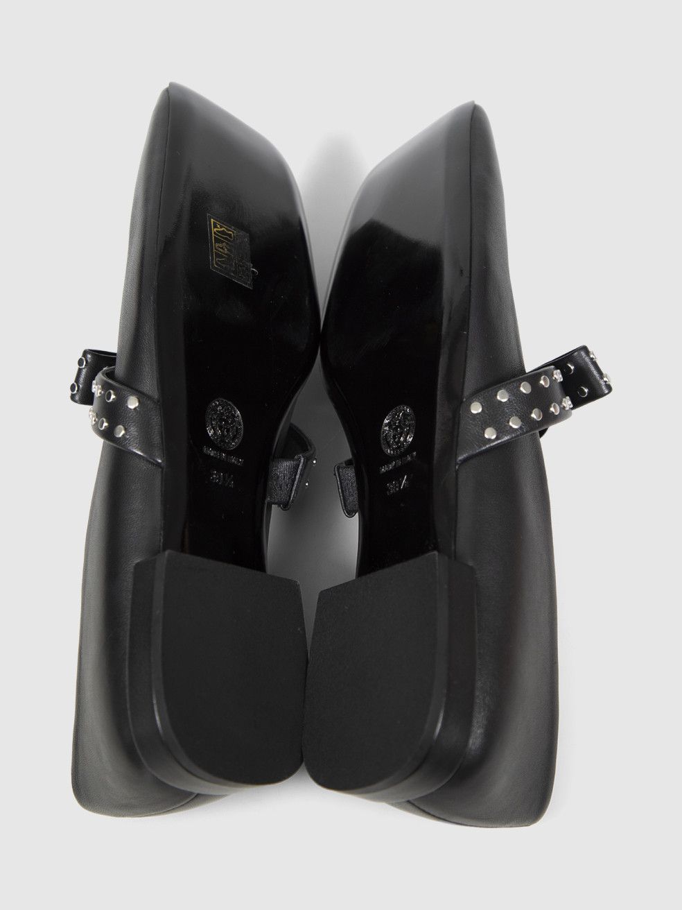 Versace Black Leather Studded Bow Ballet Flats Size US 9.5 / IT 39.5 - 5 Thumbnail