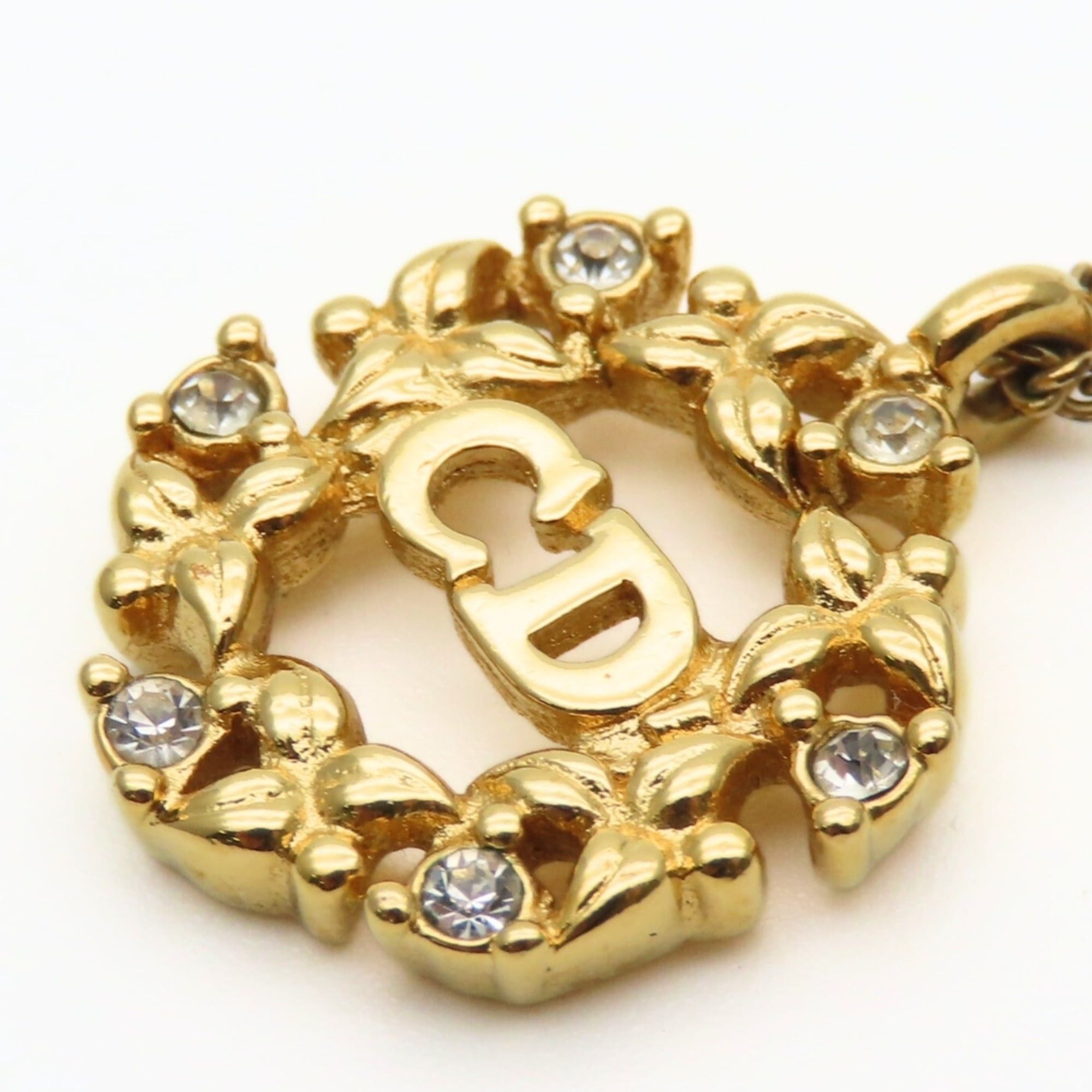 Dior Christian Dior CD logo necklace with metal rhinestones in gold GP plating for women. Size ONE SIZE - 4 Thumbnail
