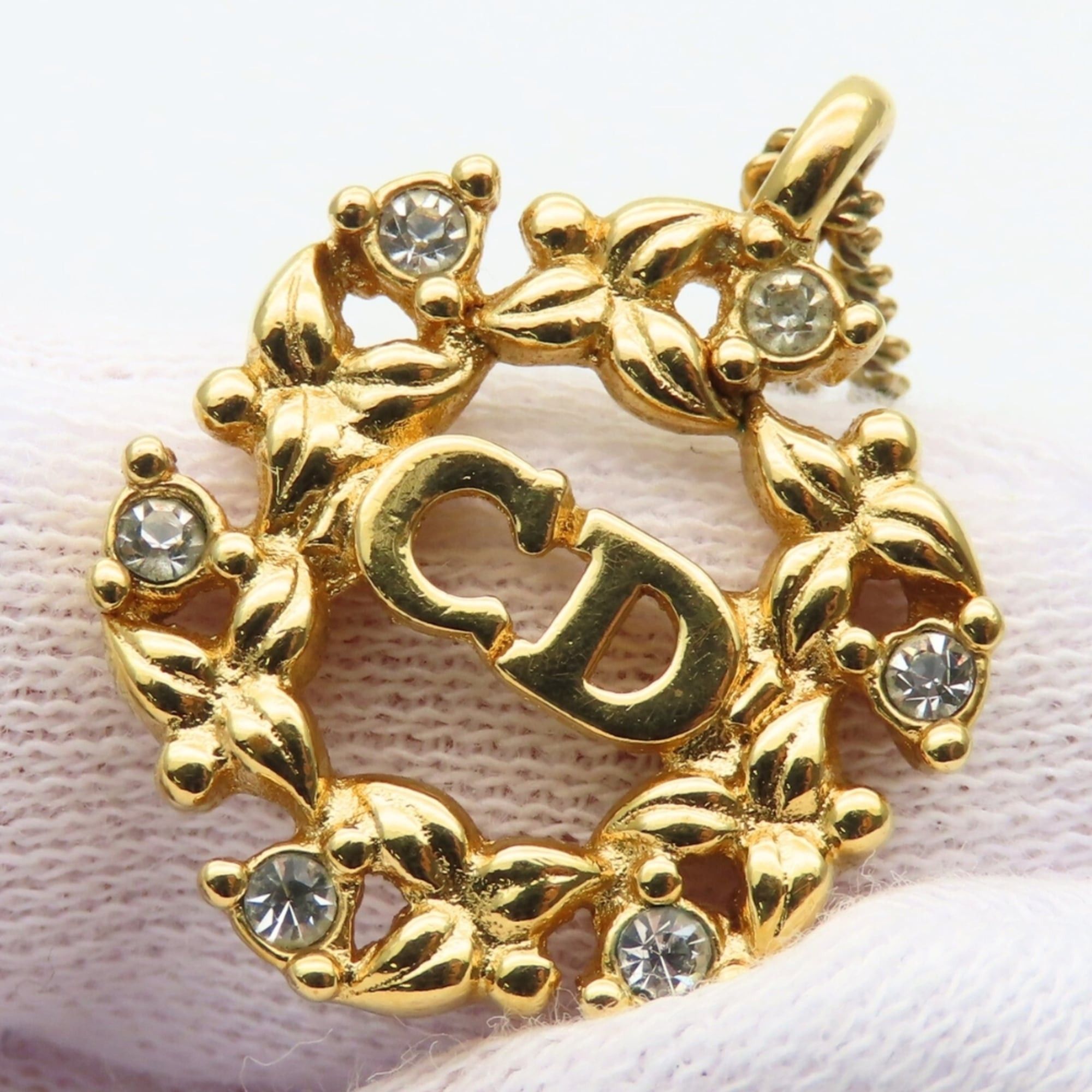 Dior Christian Dior CD logo necklace with metal rhinestones in gold GP plating for women. Size ONE SIZE - 5 Thumbnail