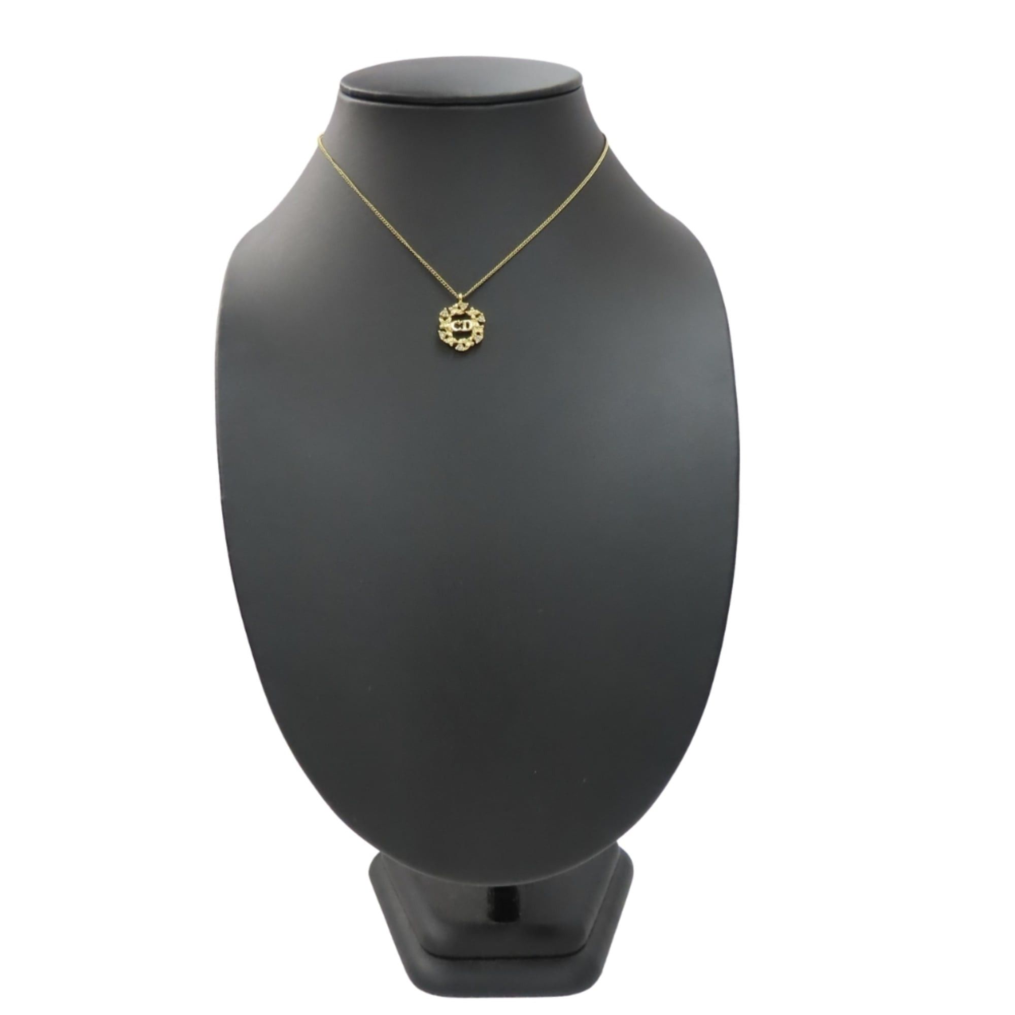 Dior Christian Dior CD logo necklace with metal rhinestones in gold GP plating for women. Size ONE SIZE - 13 Thumbnail