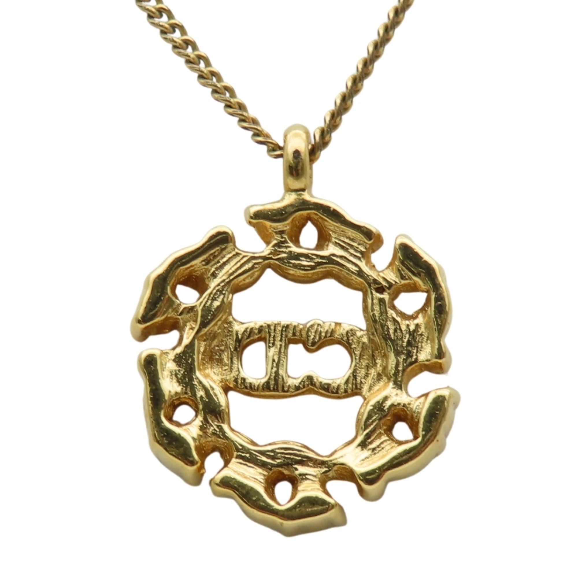 Dior Christian Dior CD logo necklace with metal rhinestones in gold GP plating for women. Size ONE SIZE - 3 Thumbnail