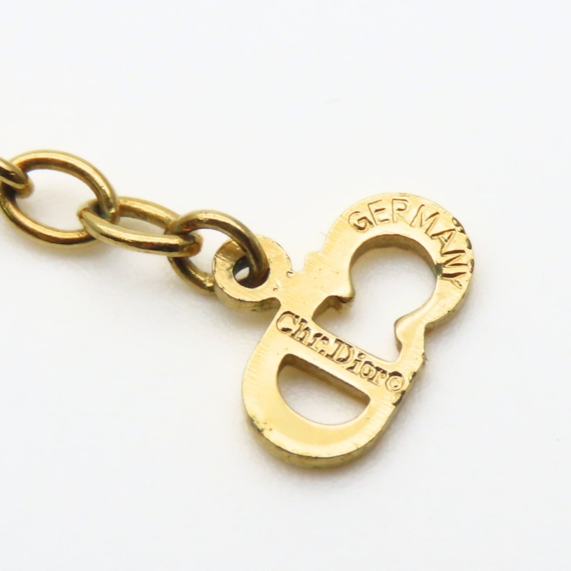 Dior Christian Dior CD logo necklace with metal rhinestones in gold GP plating for women. Size ONE SIZE - 9 Thumbnail