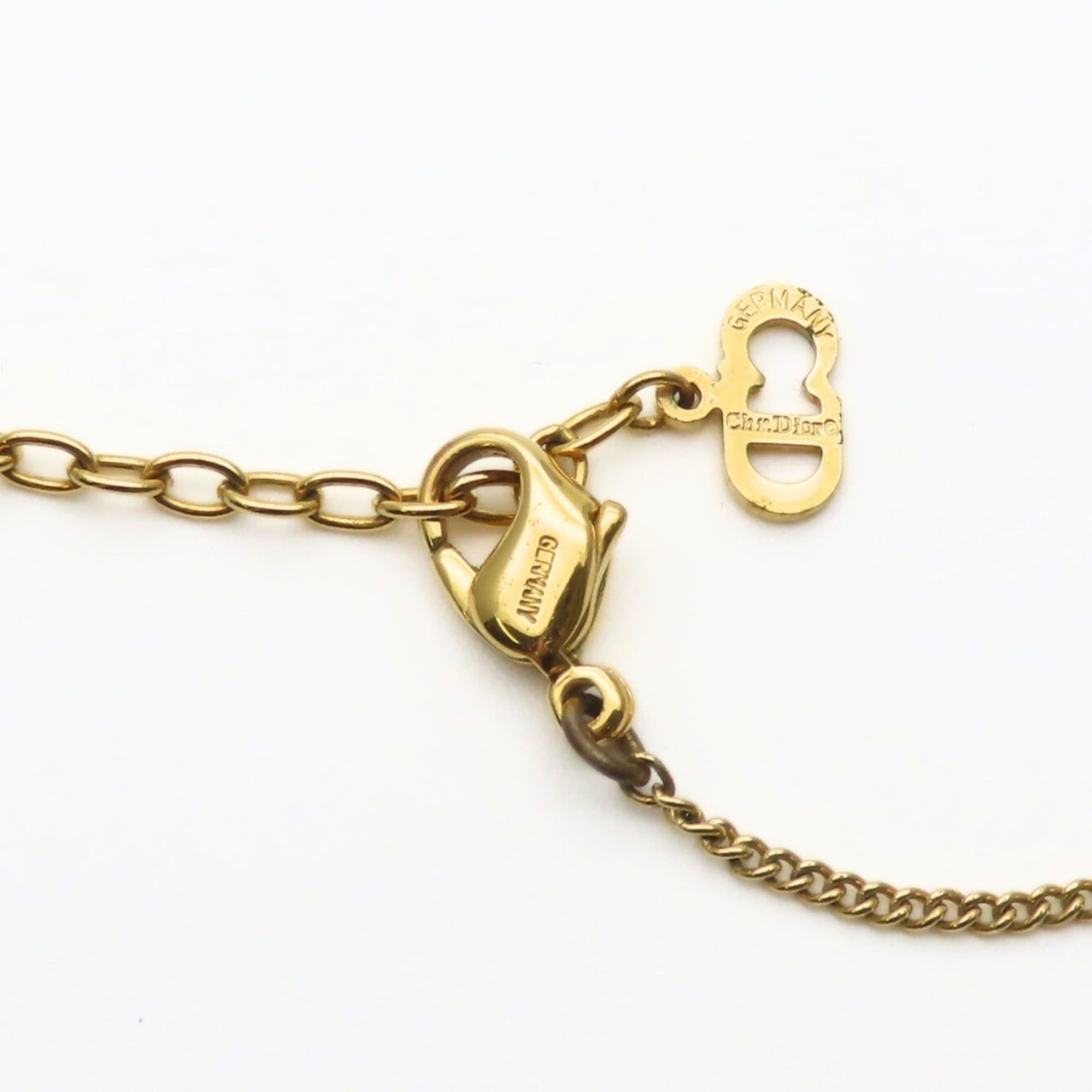 Dior Christian Dior CD logo necklace with metal rhinestones in gold GP plating for women. Size ONE SIZE - 12 Thumbnail