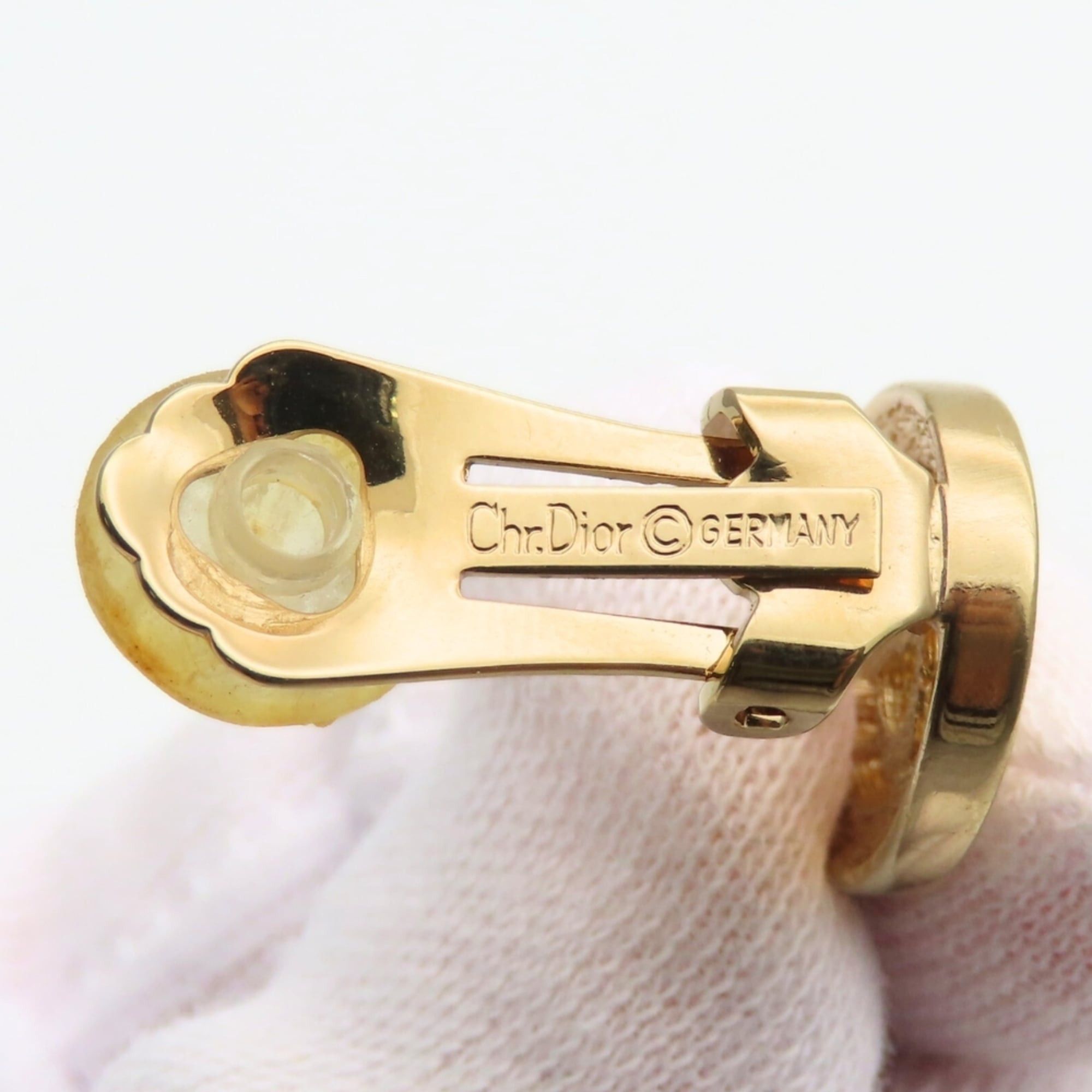 Dior Christian Dior CD logo metal earrings with rhinestones in gold GP plated. Women's. Size ONE SIZE - 7 Thumbnail