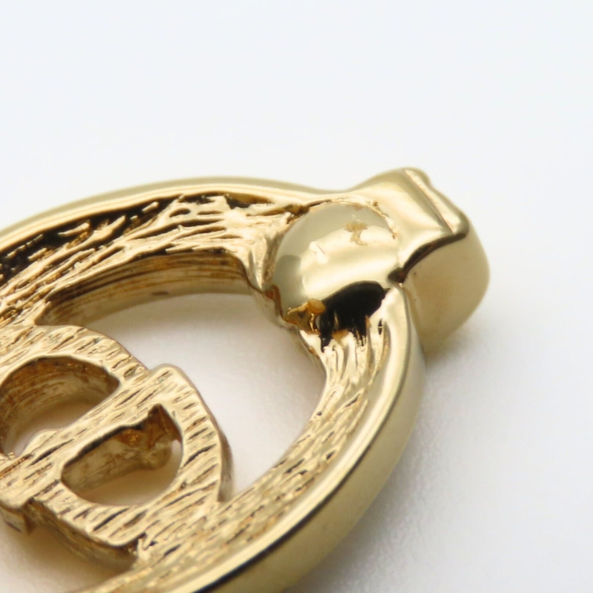 Dior Christian Dior CD logo metal earrings with rhinestones in gold GP plated. Women's. Size ONE SIZE - 13 Thumbnail