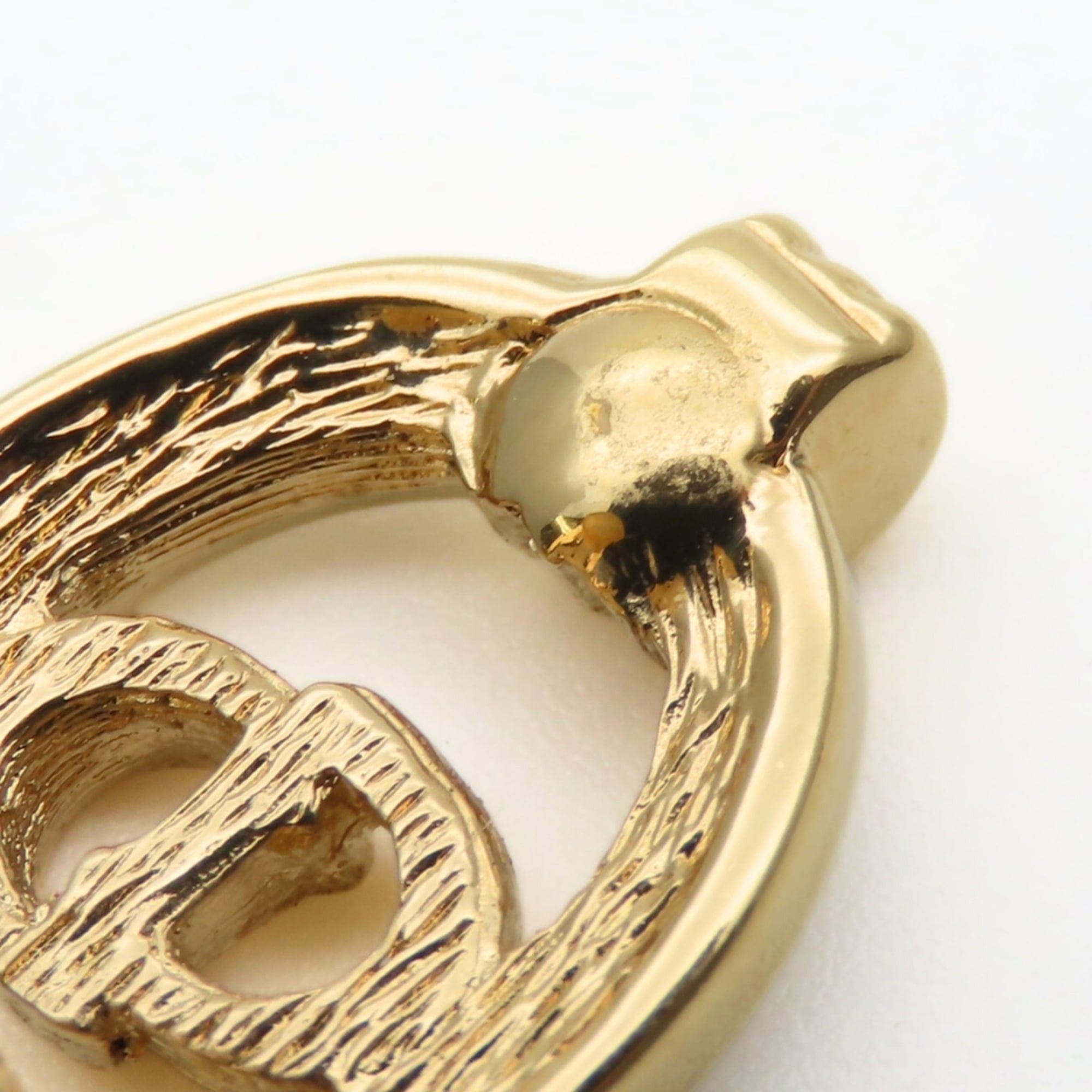 Dior Christian Dior CD logo metal earrings with rhinestones in gold GP plated. Women's. Size ONE SIZE - 12 Thumbnail