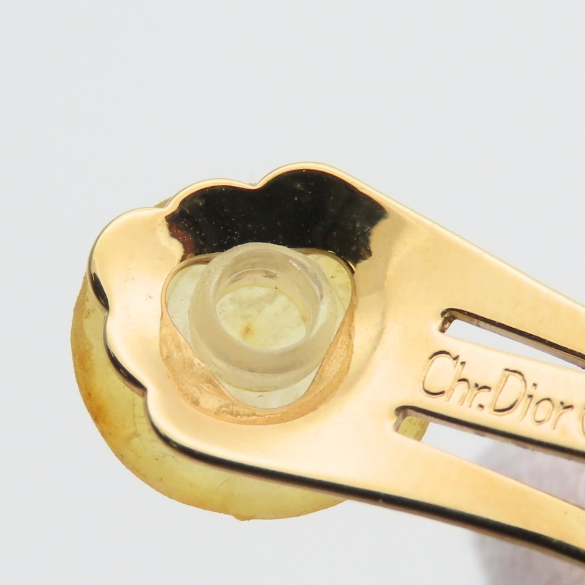 Dior Christian Dior CD logo metal earrings with rhinestones in gold GP plated. Women's. Size ONE SIZE - 8 Thumbnail