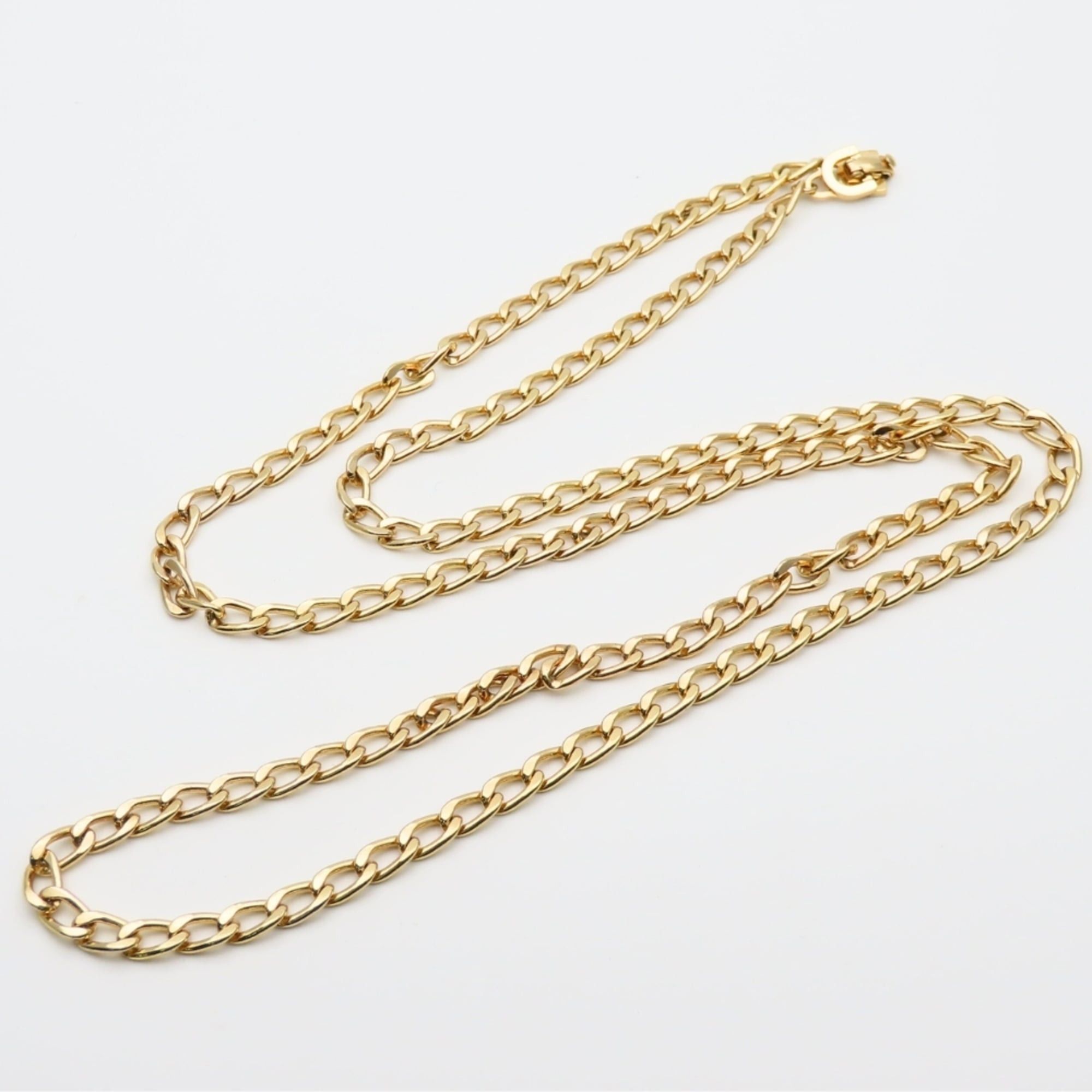 Dior Christian Dior necklace, long chain, metal, gold GP plated, women's. Size ONE SIZE - 4 Thumbnail