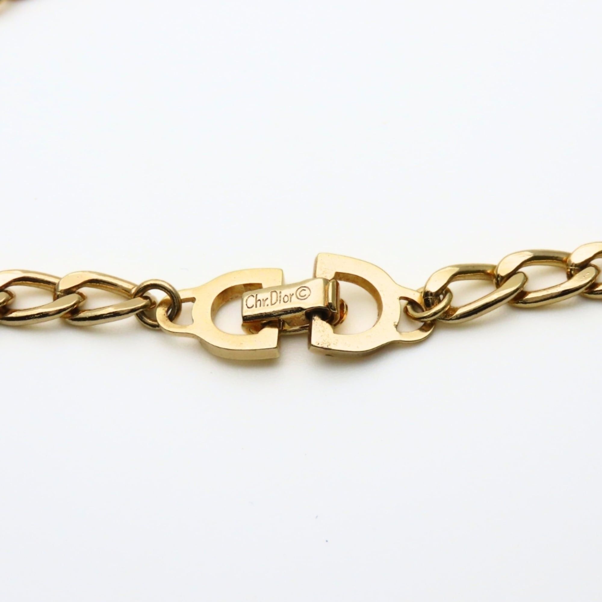 Dior Christian Dior necklace, long chain, metal, gold GP plated, women's. Size ONE SIZE - 6 Thumbnail