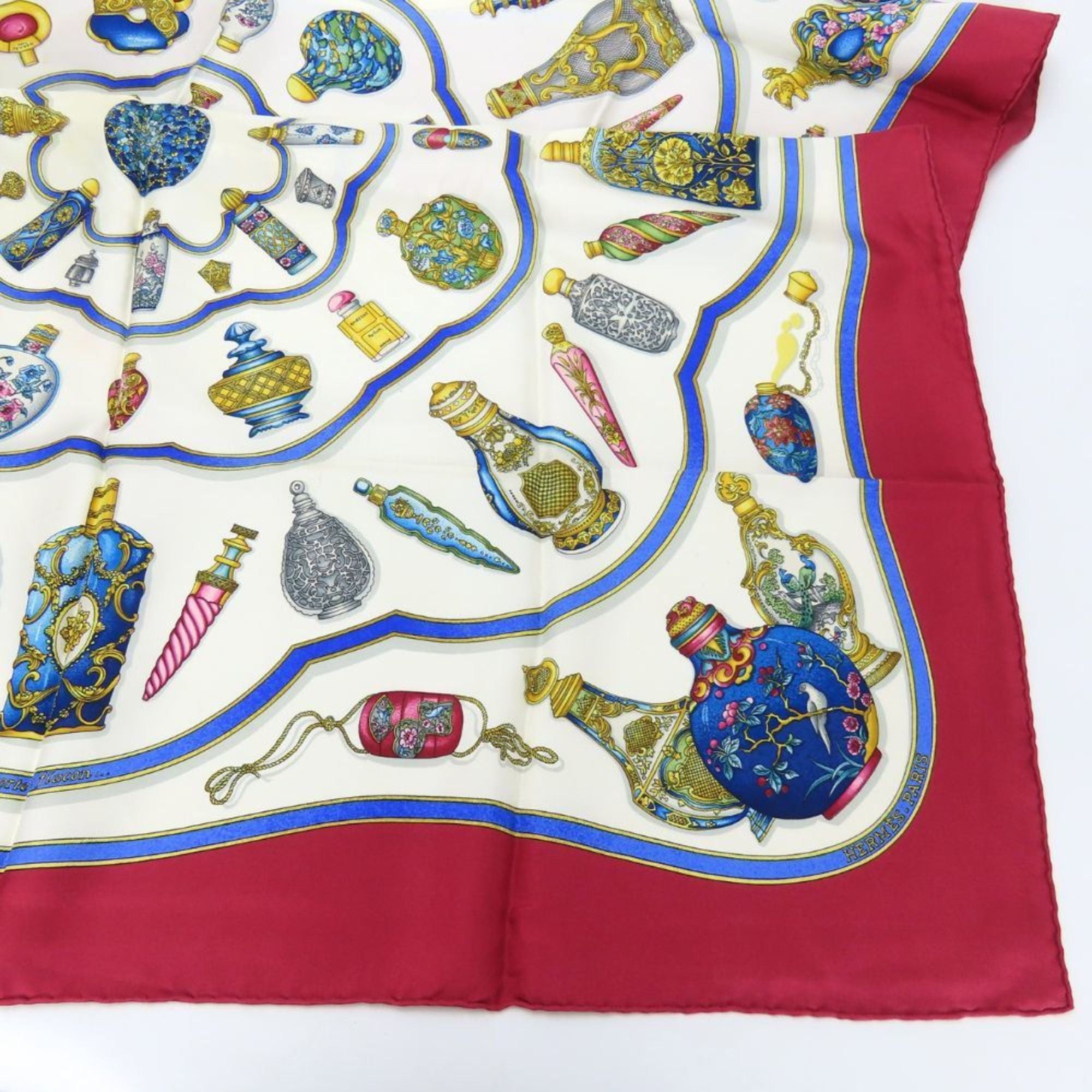 Hermes Hermès Carré 90 Scarf, "Qu Importe Le Flacon" Perfume Bottle, Silk, White, Bordeaux, Multicolor, Women's, HERMES Size ONE SIZE - 4 Thumbnail