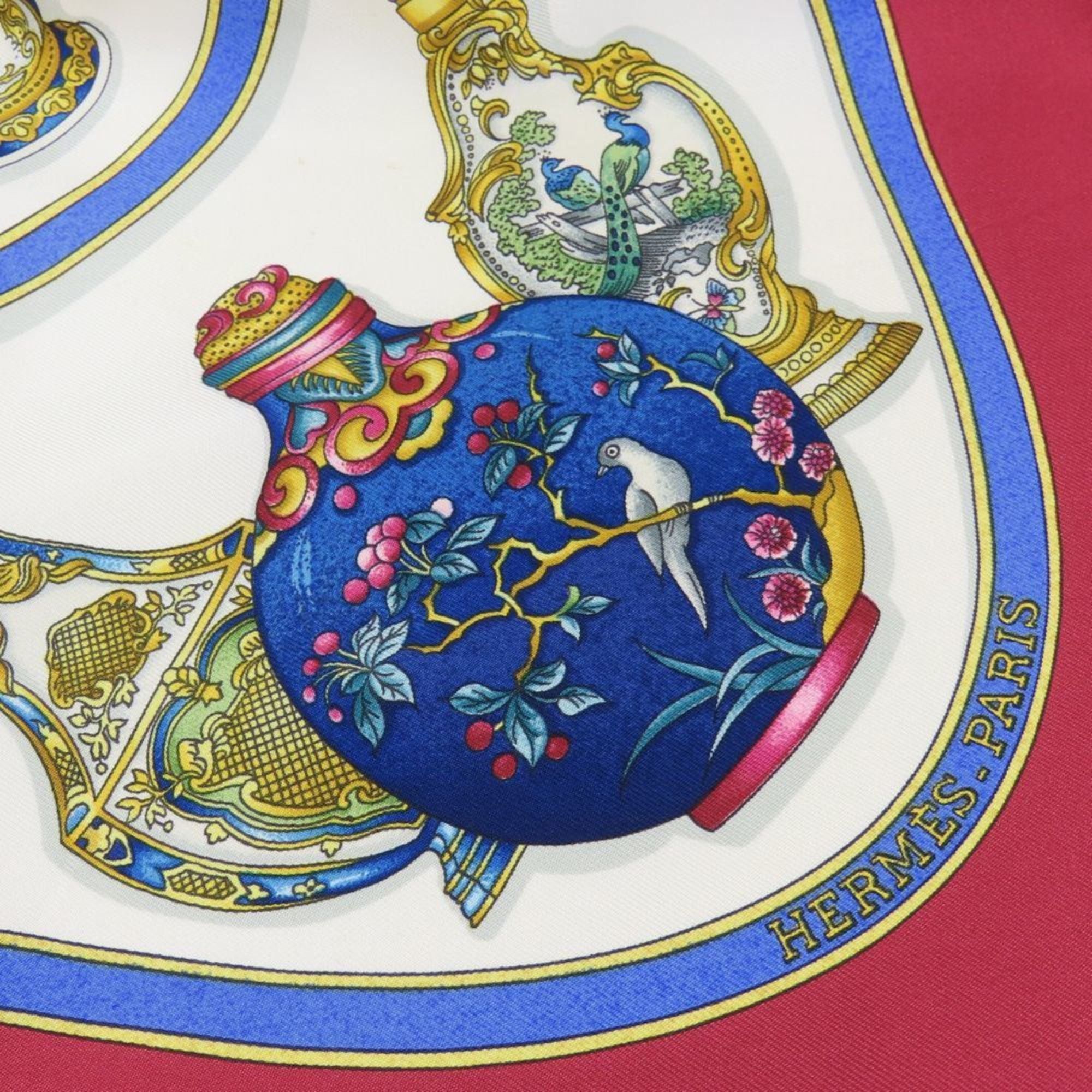 Hermes Hermès Carré 90 Scarf, "Qu Importe Le Flacon" Perfume Bottle, Silk, White, Bordeaux, Multicolor, Women's, HERMES Size ONE SIZE - 7 Thumbnail