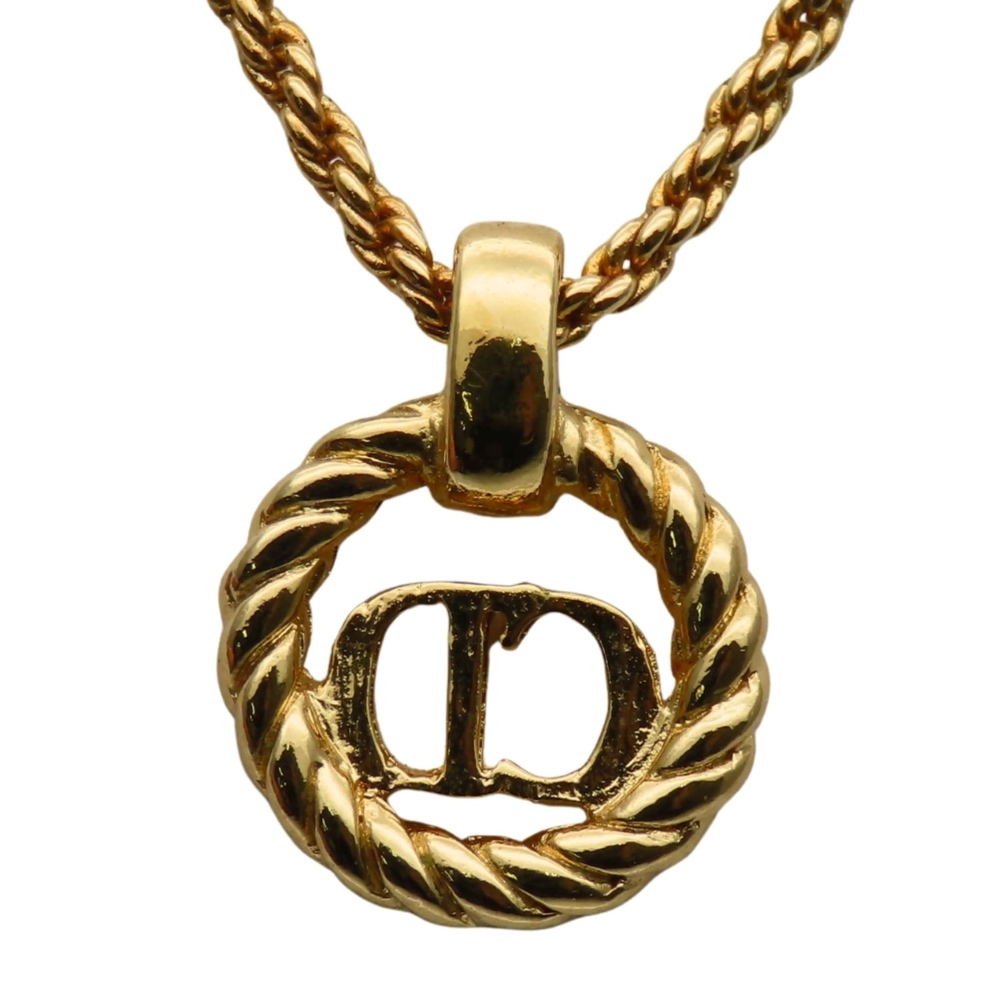 Dior Christian Dior CD Logo Twist Metal Necklace, Gold Plated, GP, Women's Size ONE SIZE - 3 Thumbnail