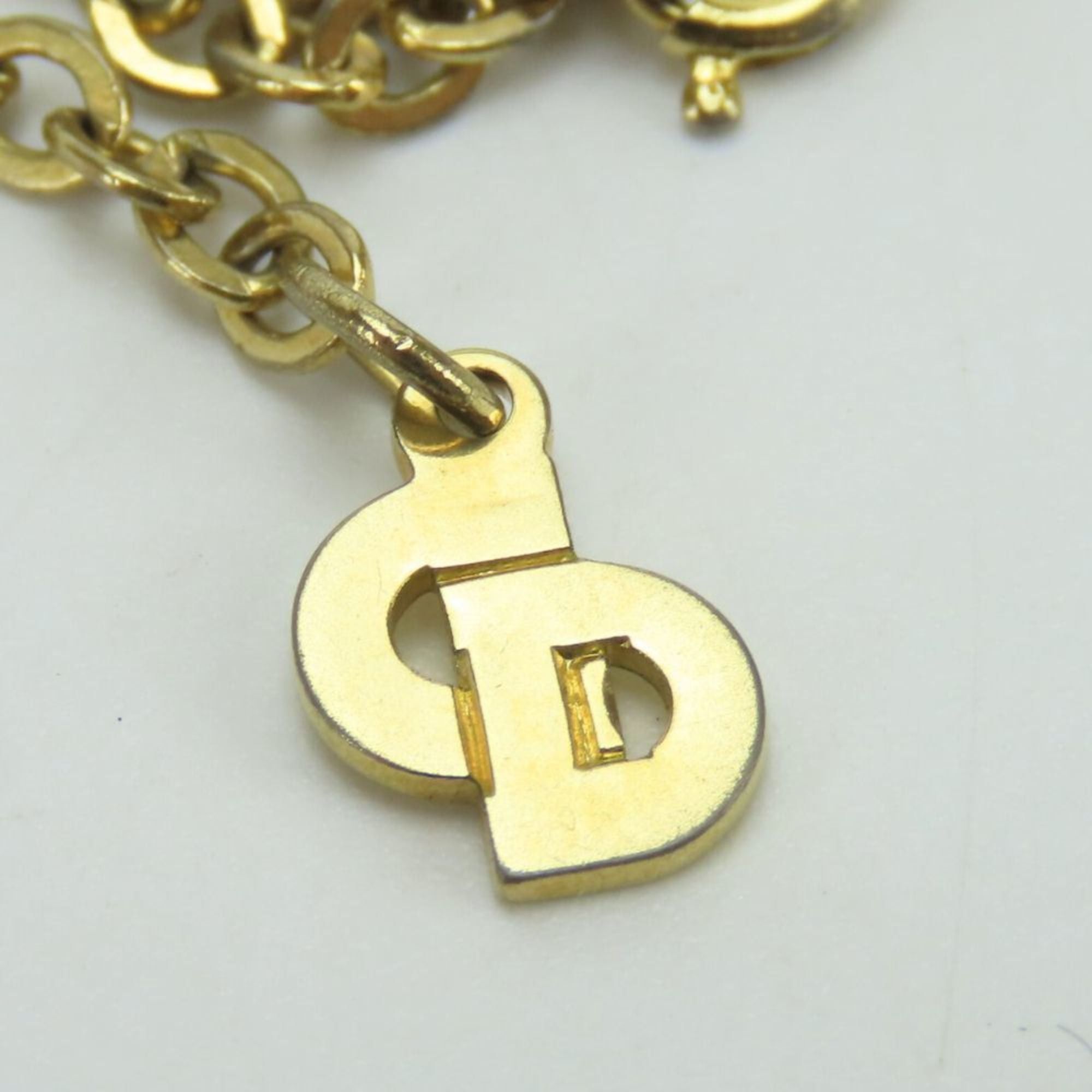 Dior Christian Dior necklace, metal, rhinestones, gold, plated, CD logo, women's. Size ONE SIZE - 10 Thumbnail