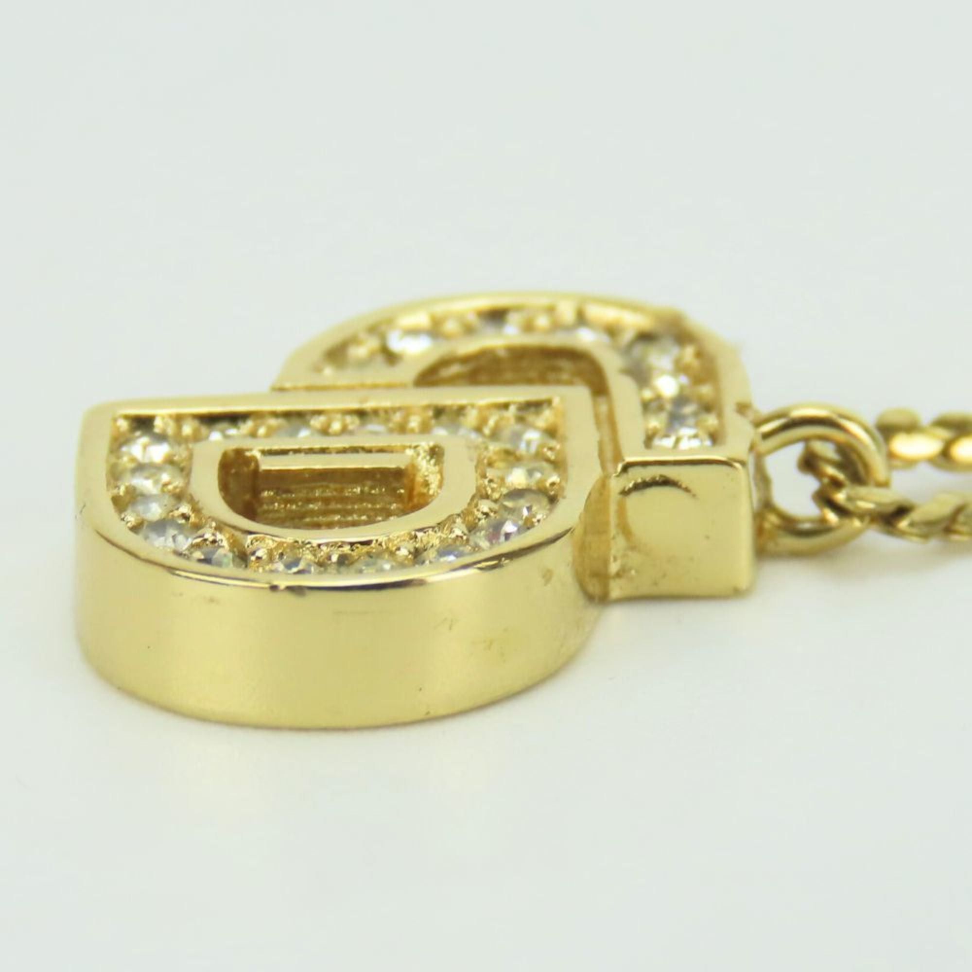 Dior Christian Dior necklace, metal, rhinestones, gold, plated, CD logo, women's. Size ONE SIZE - 4 Thumbnail
