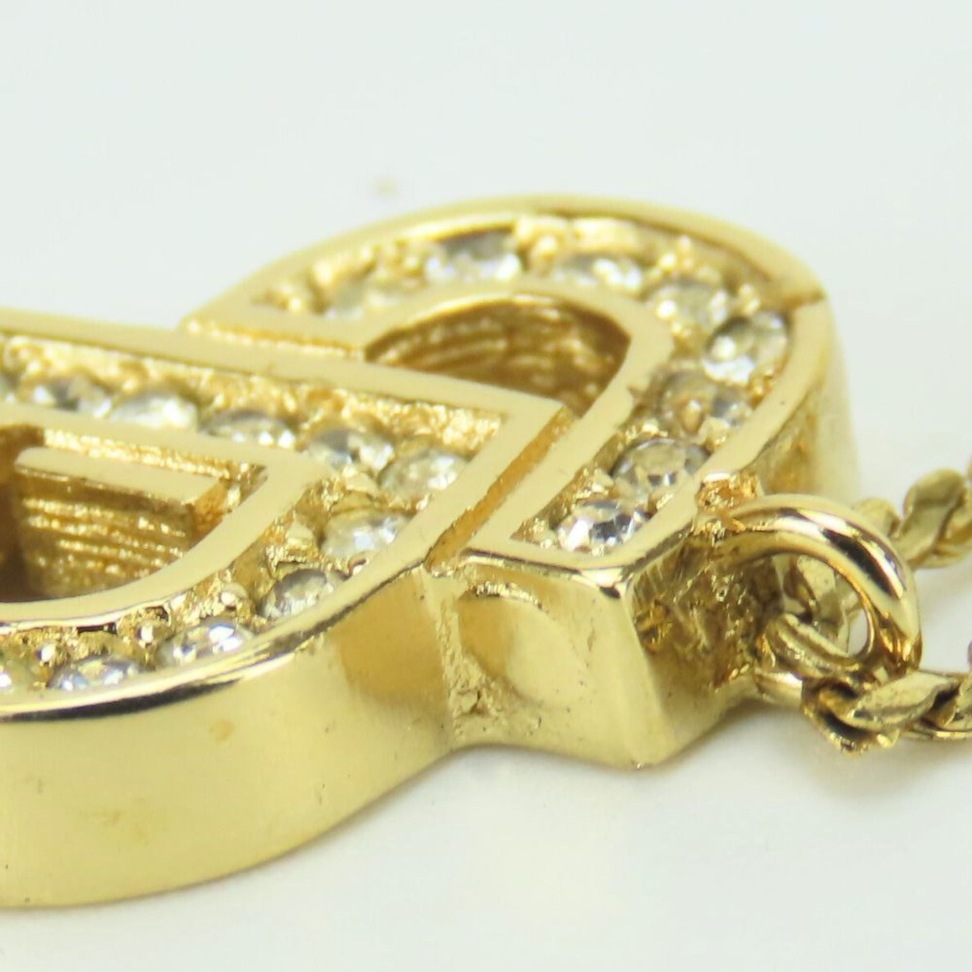 Dior Christian Dior necklace, metal, rhinestones, gold, plated, CD logo, women's. Size ONE SIZE - 5 Thumbnail