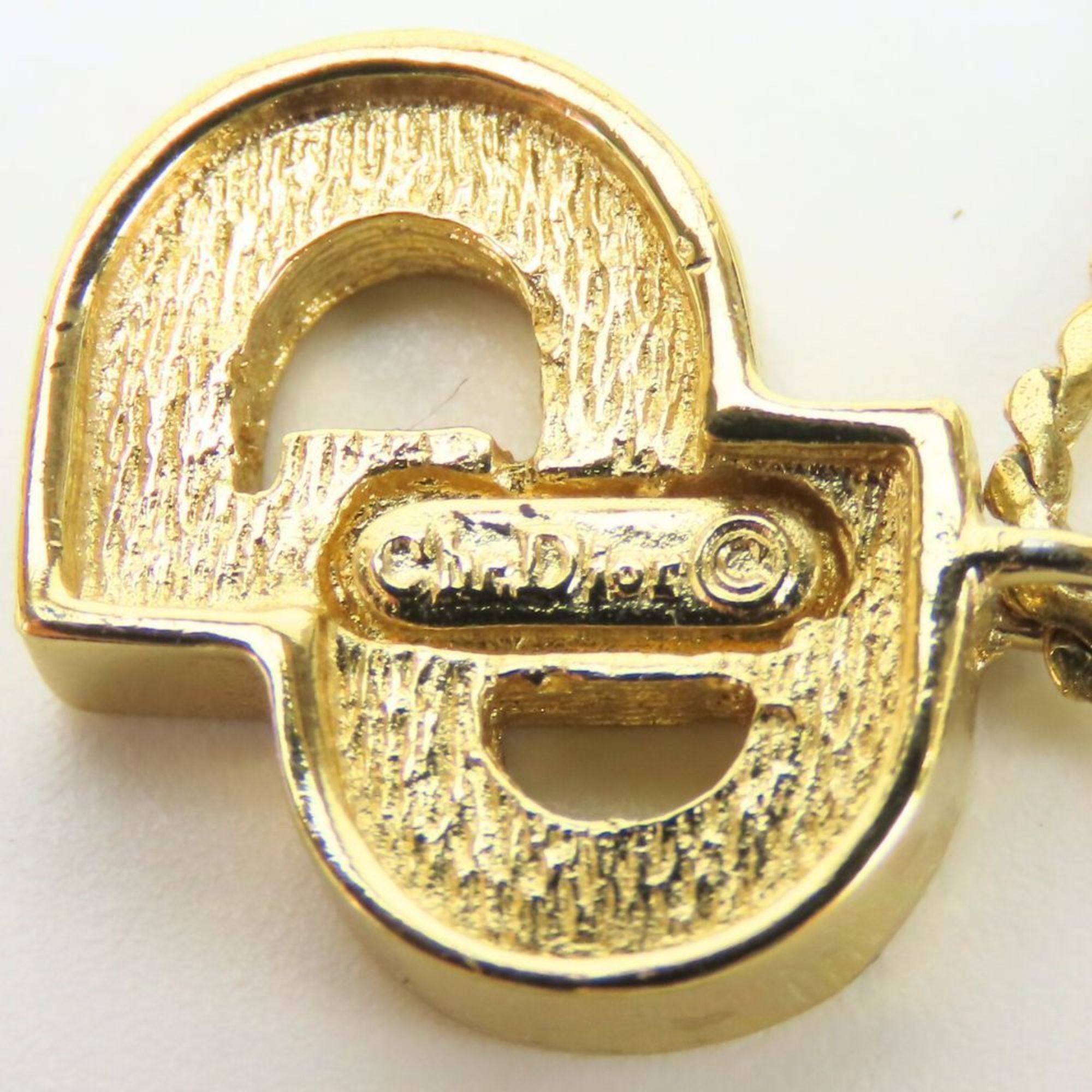Dior Christian Dior necklace, metal, rhinestones, gold, plated, CD logo, women's. Size ONE SIZE - 6 Thumbnail