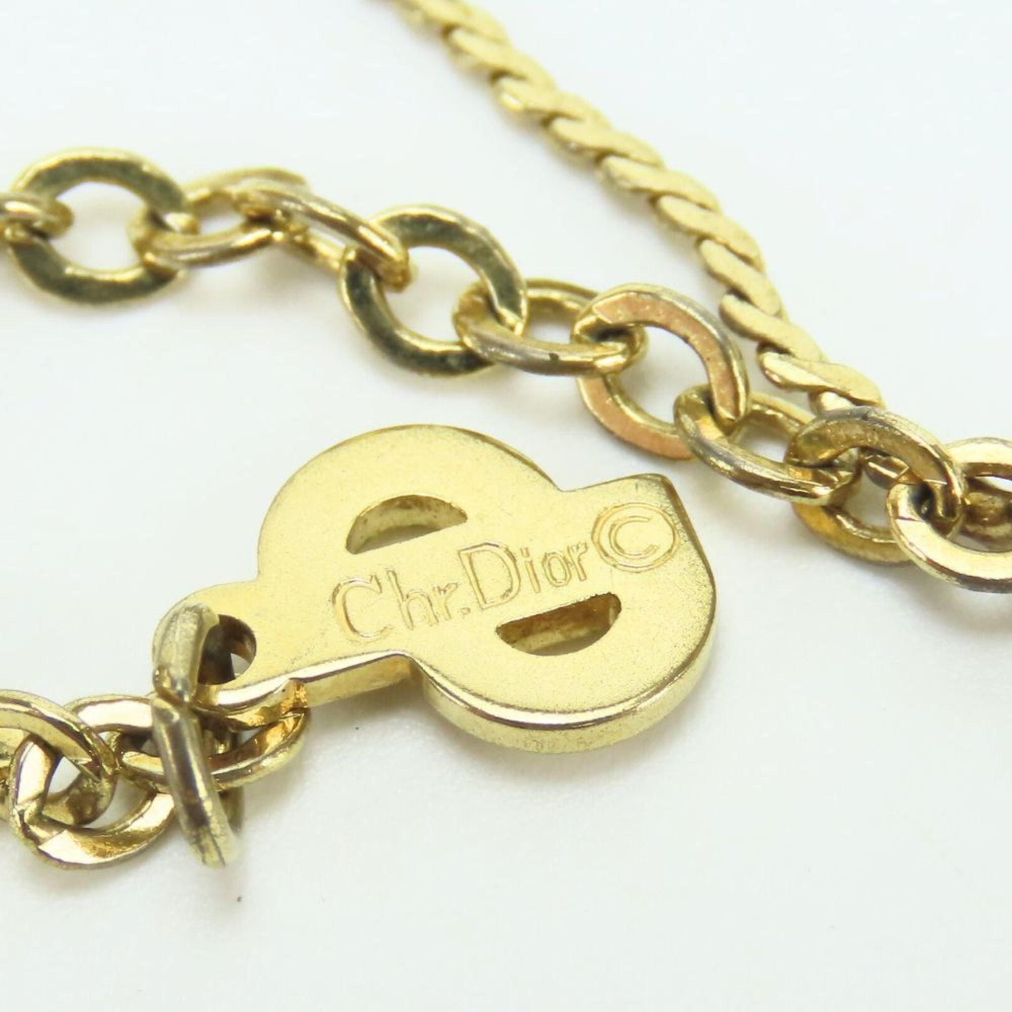 Dior Christian Dior necklace, metal, rhinestones, gold, plated, CD logo, women's. Size ONE SIZE - 9 Thumbnail