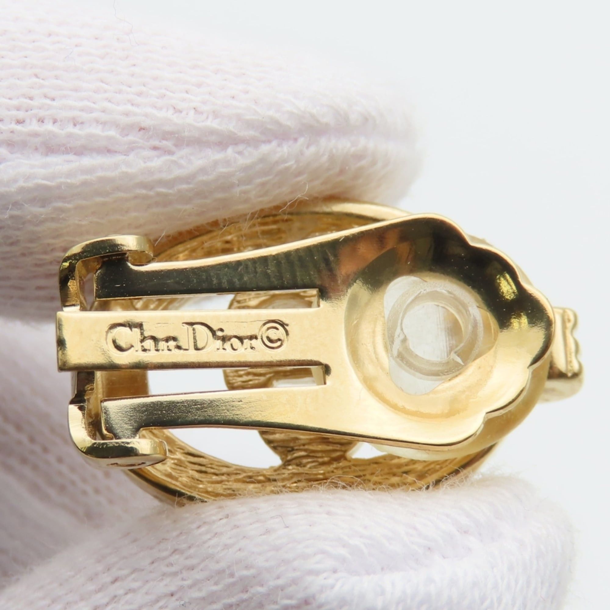 Dior Christian Dior CD logo metal earrings with rhinestones in gold plated GP for women. Size ONE SIZE - 7 Thumbnail