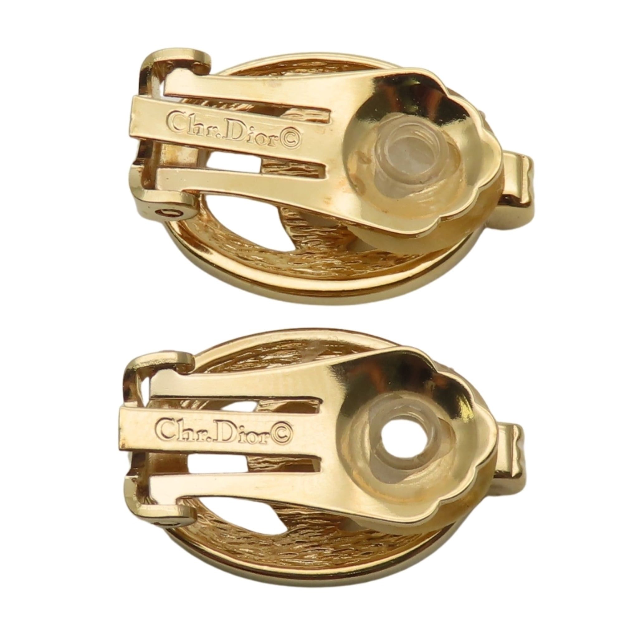 Dior Christian Dior CD logo metal earrings with rhinestones in gold plated GP for women. Size ONE SIZE - 5 Thumbnail