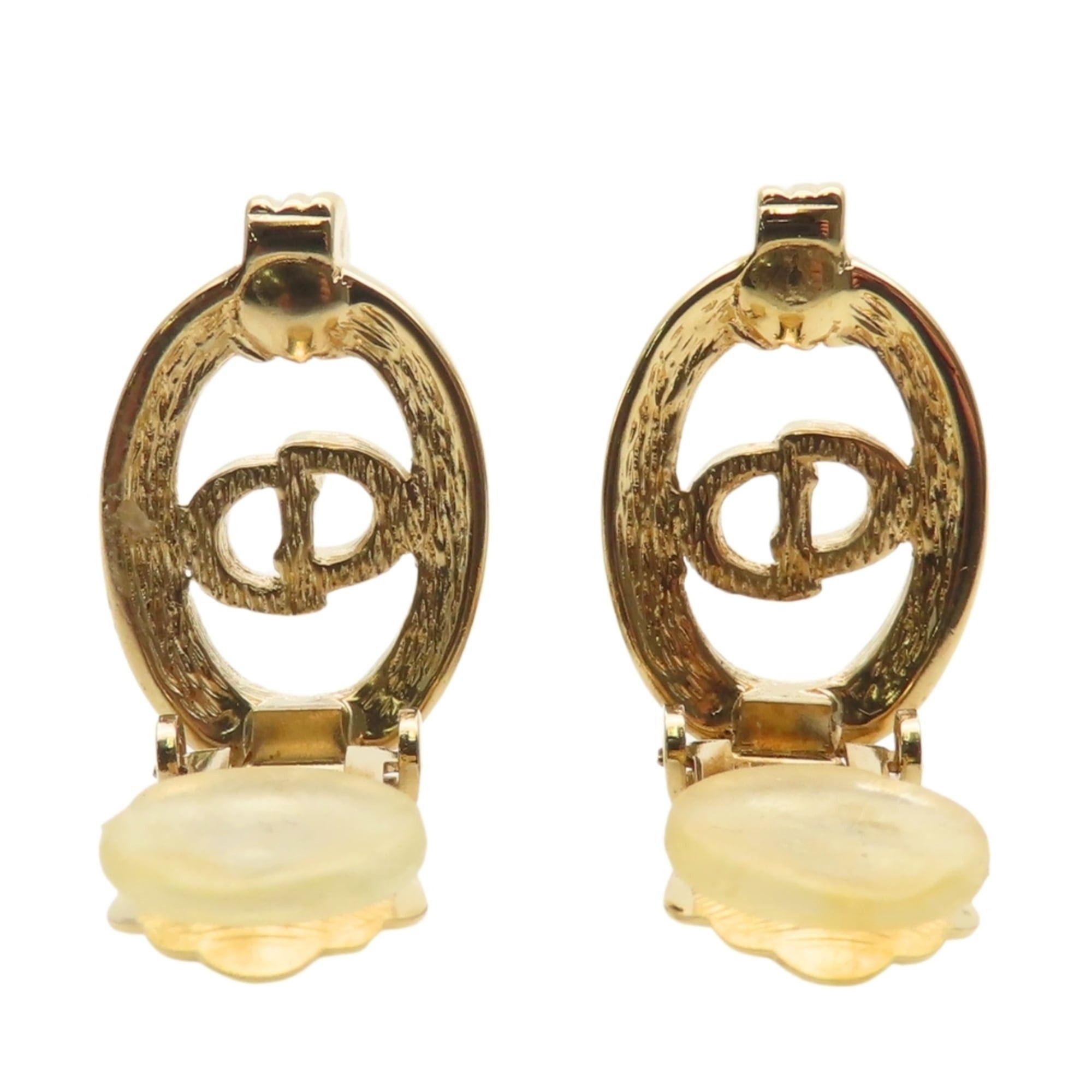 Dior Christian Dior CD logo metal earrings with rhinestones in gold plated GP for women. Size ONE SIZE - 4 Thumbnail