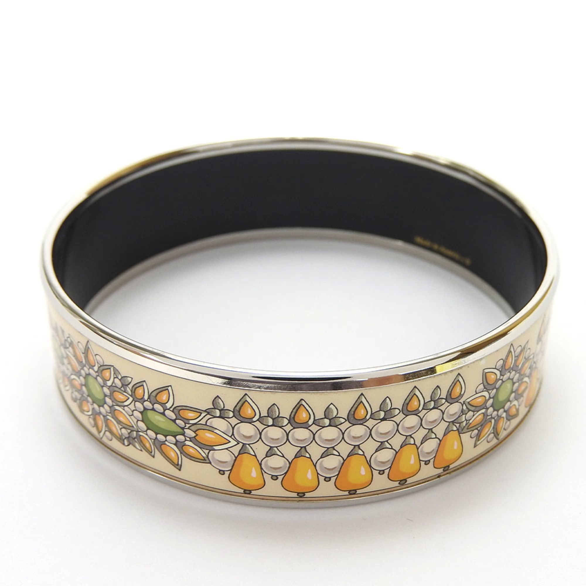 Hermes Hermes bangle bracelet in GM silver with orange enamel plating. Women's. Size ONE SIZE - 3 Thumbnail