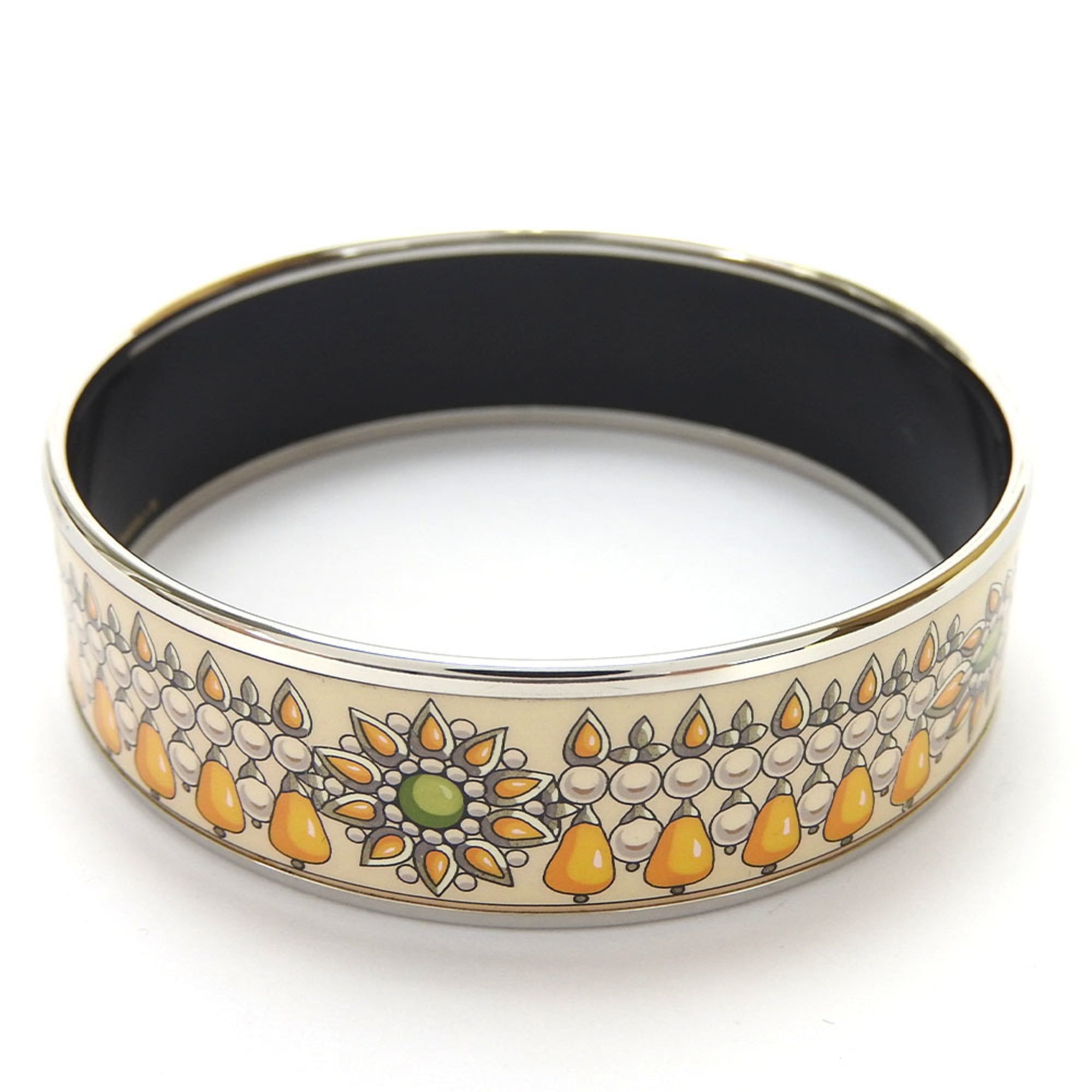 Hermes Hermes bangle bracelet in GM silver with orange enamel plating. Women's. Size ONE SIZE - 2 Thumbnail