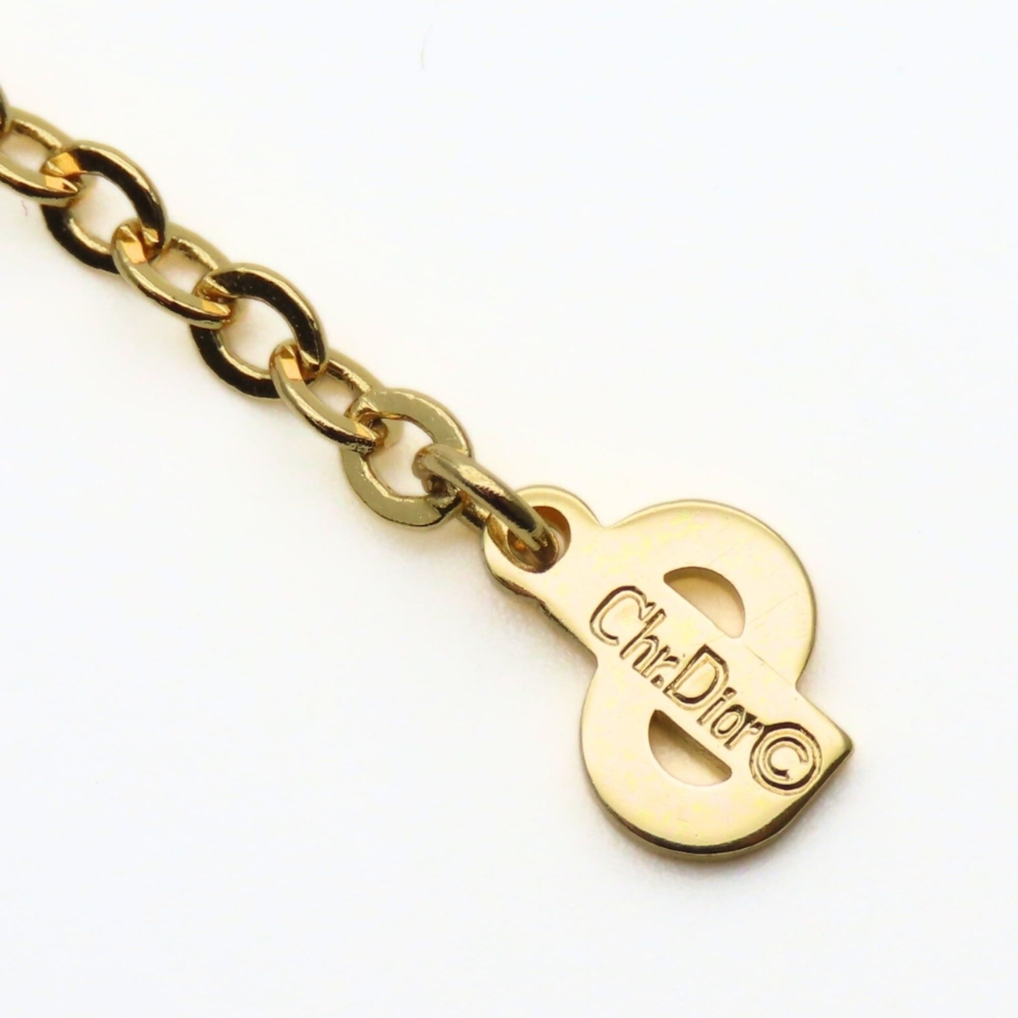 Dior Christian Dior CD logo metal necklace with rhinestones and gold-plated GP. Women's. Size ONE SIZE - 8 Thumbnail